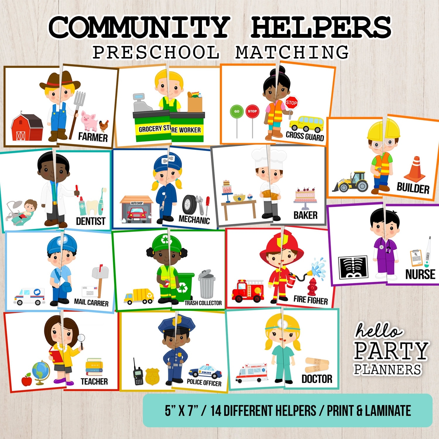 Community Helpers Matching Game Preschool Activities Printable Matching Homeschool Kindergarten Activity For Kids Toddler Activities