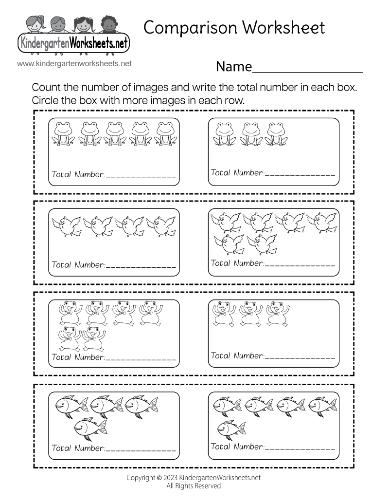 Free Printable More Or Less Worksheets