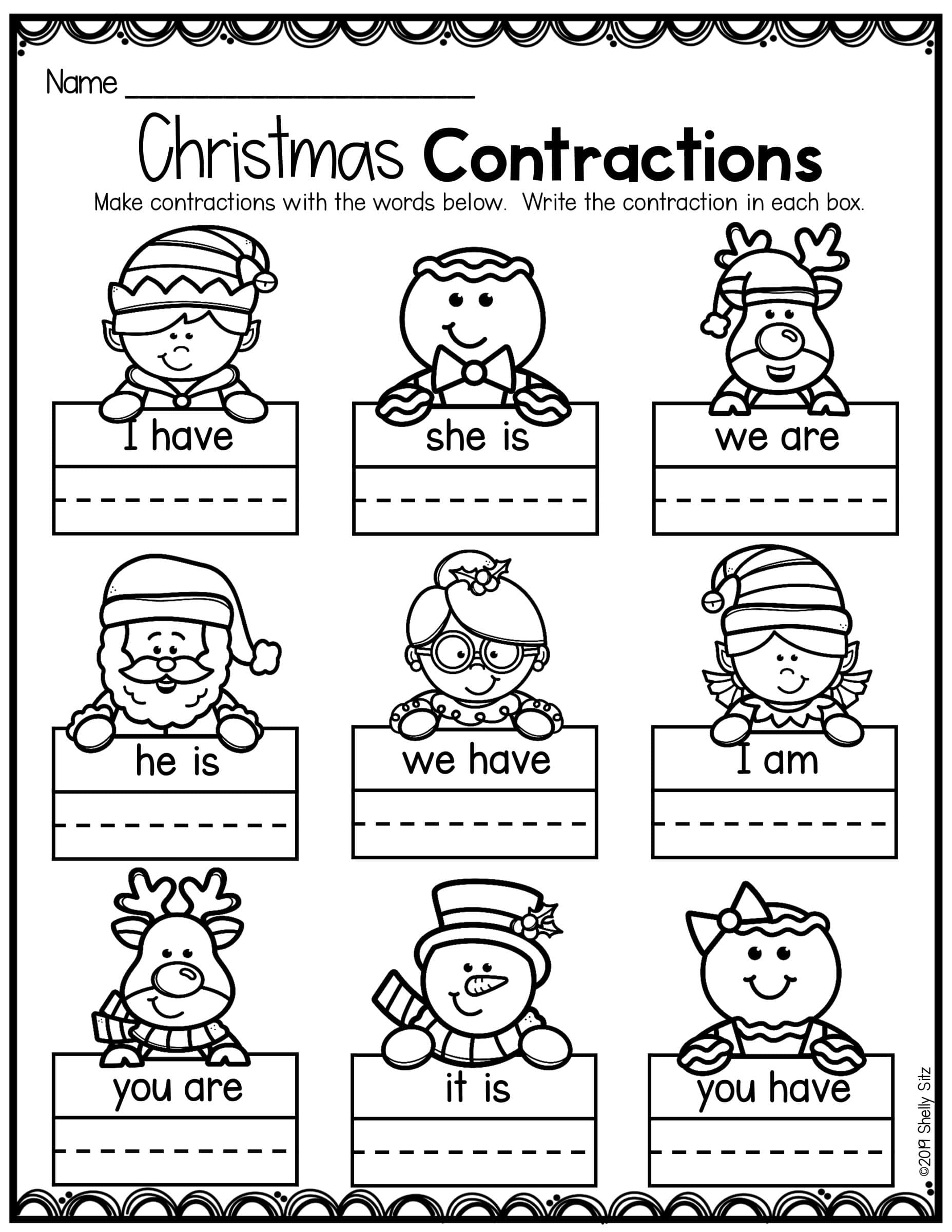Free Printable Contraction Worksheets