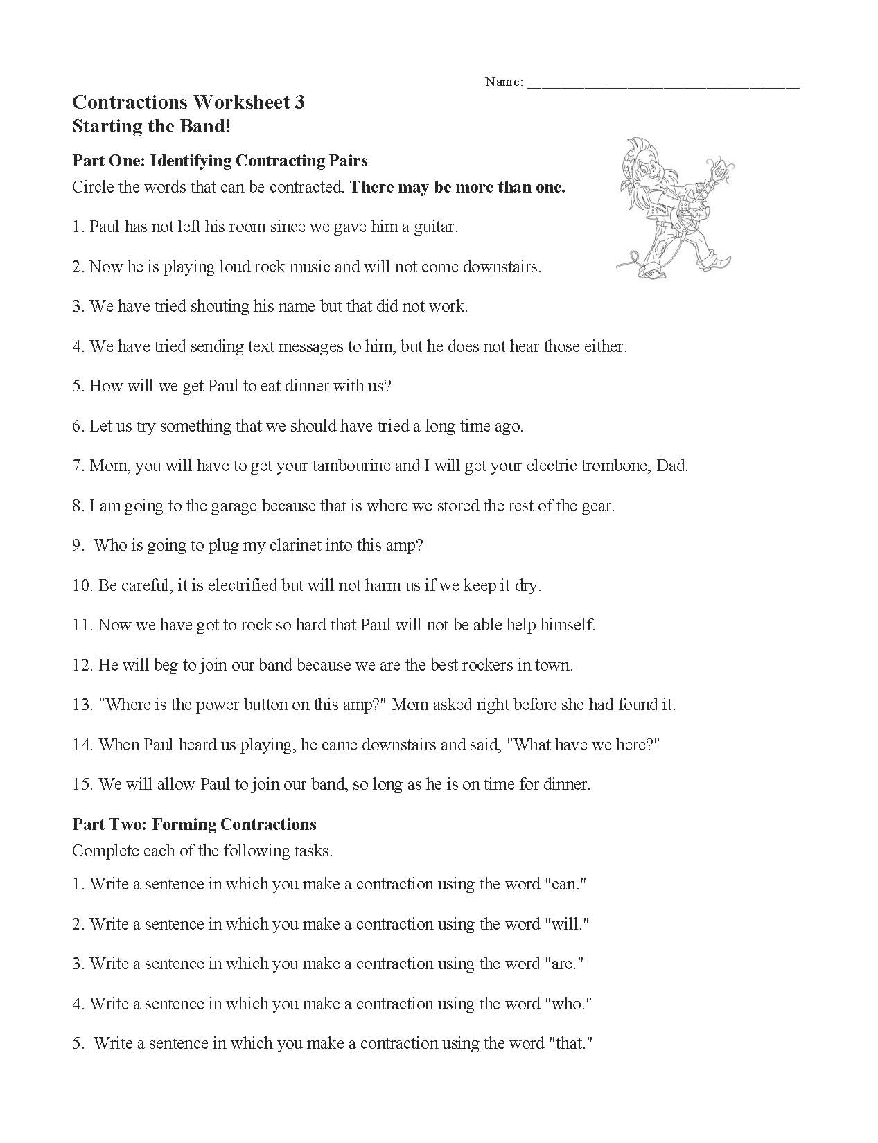 Contractions Worksheets And Activities Language Arts And Grammar