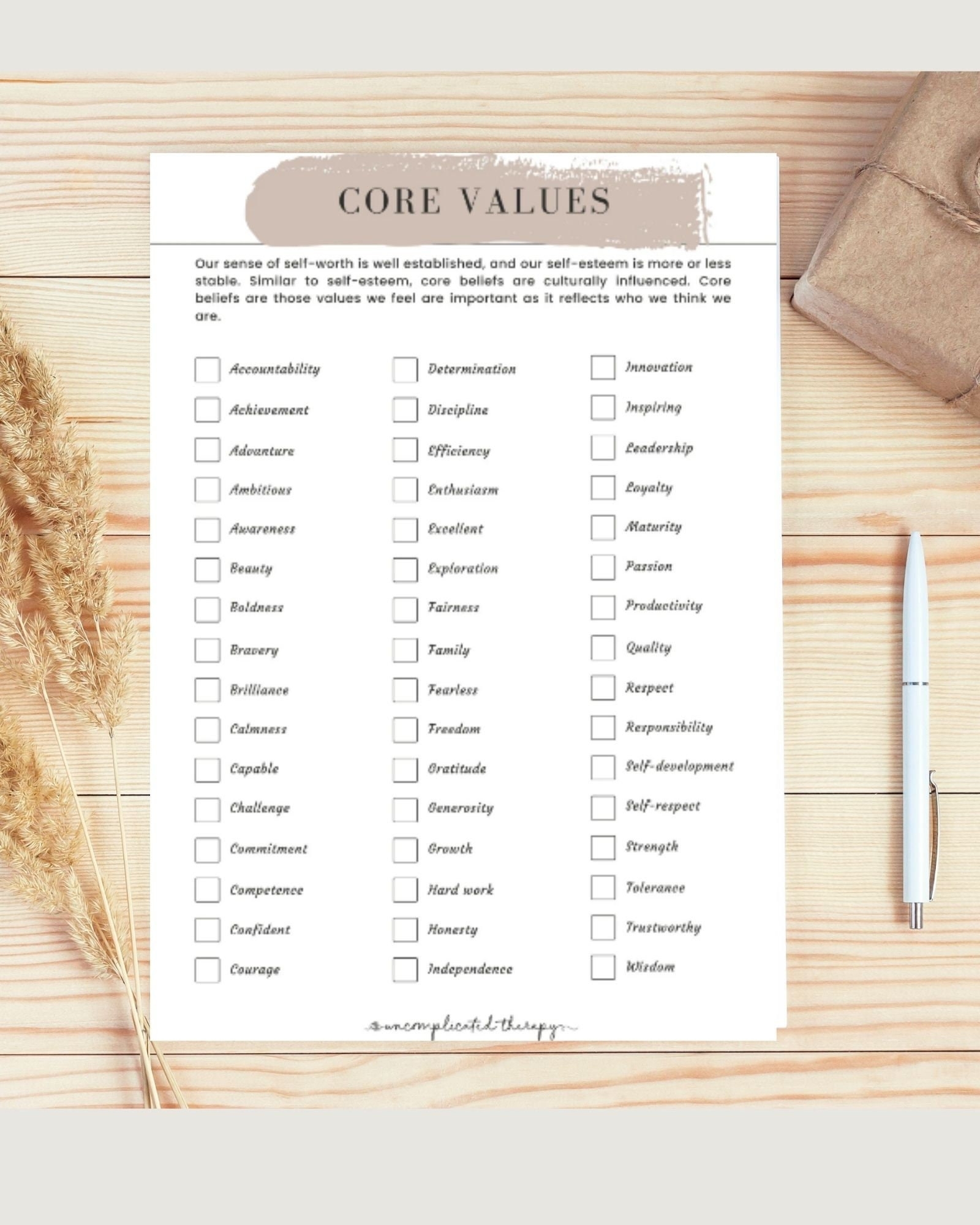 Core Values therapy Worksheets counseling Resources psychology cbt social Work guidance Counselor self Growth self Esteem printable Etsy