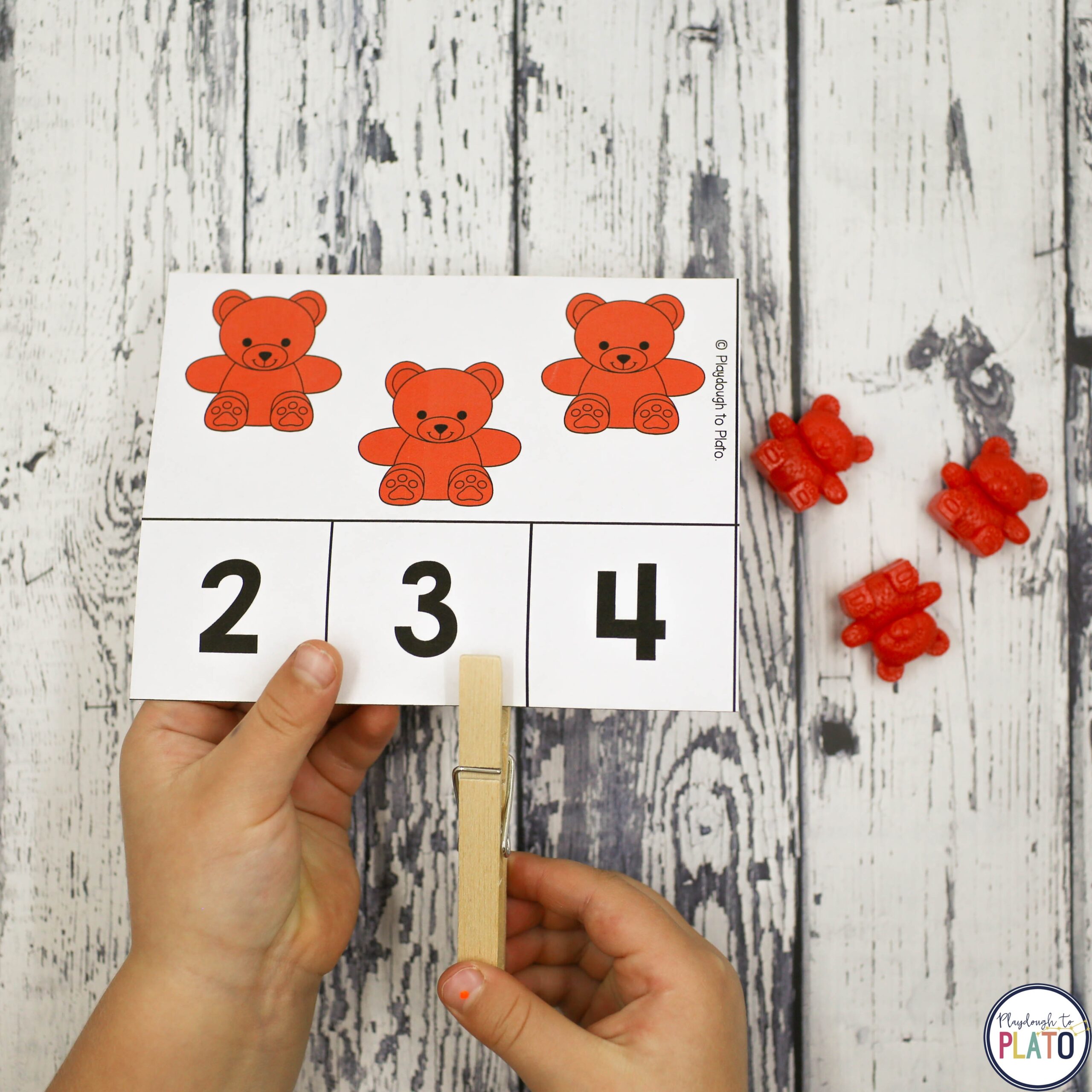 Counting Bear Clip Cards Playdough To Plato