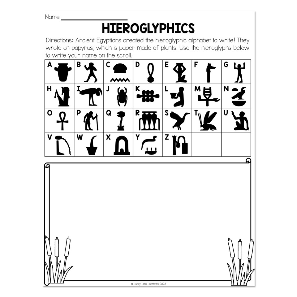 Country Study Egypt Hieroglyphics Lucky Little Learners