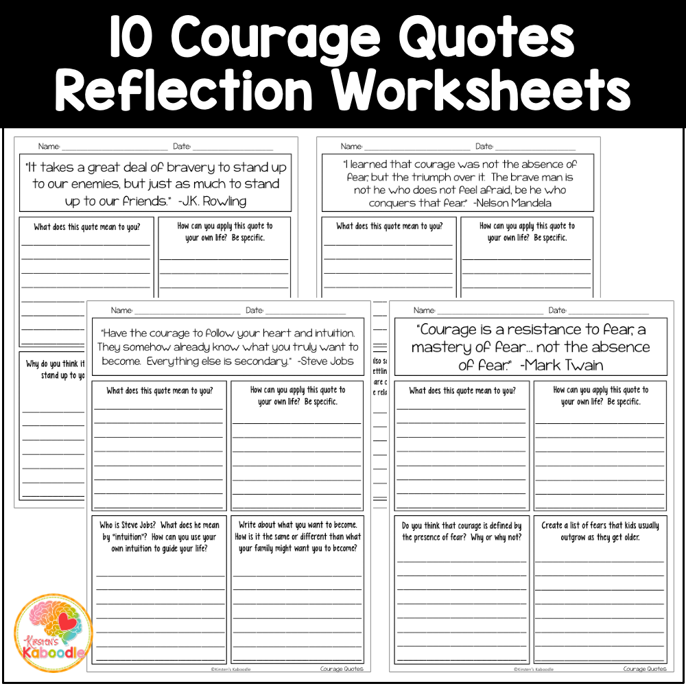 Courage Quotes Posters And Reflection Activities Bulletin Board