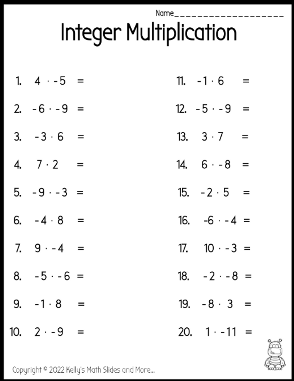 Creative Activities Worksheets For Multiplication Of Integers Worksheets Library
