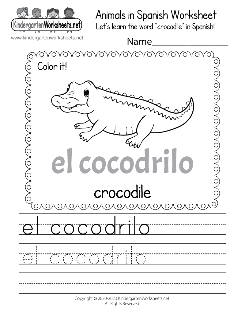 Free Printable Spanish Worksheets For Kindergarten