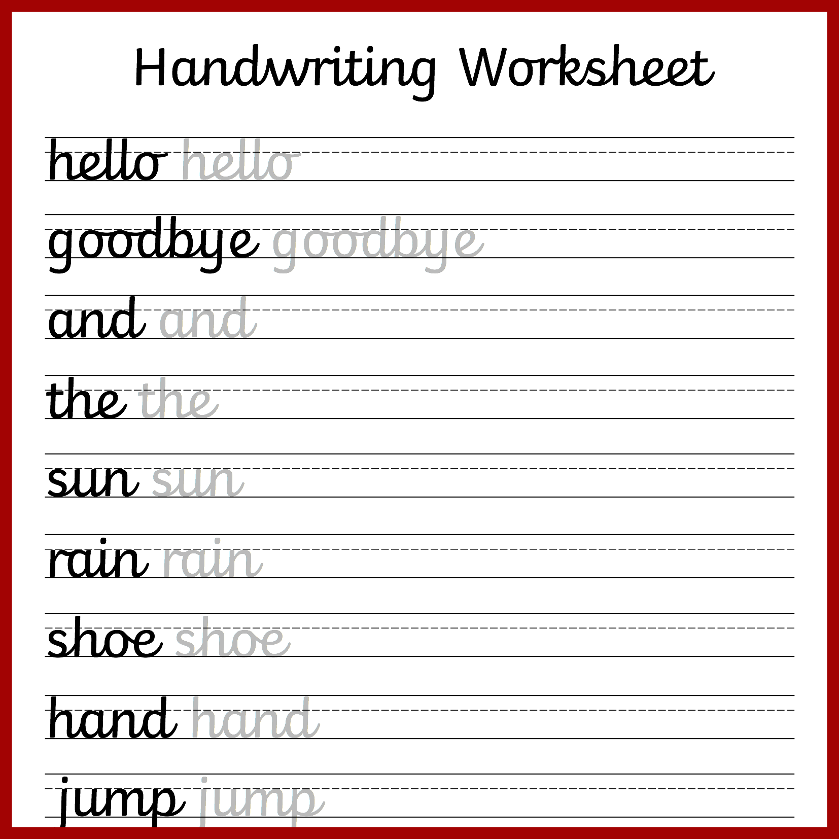 Free Printable Cursive Letter Worksheets