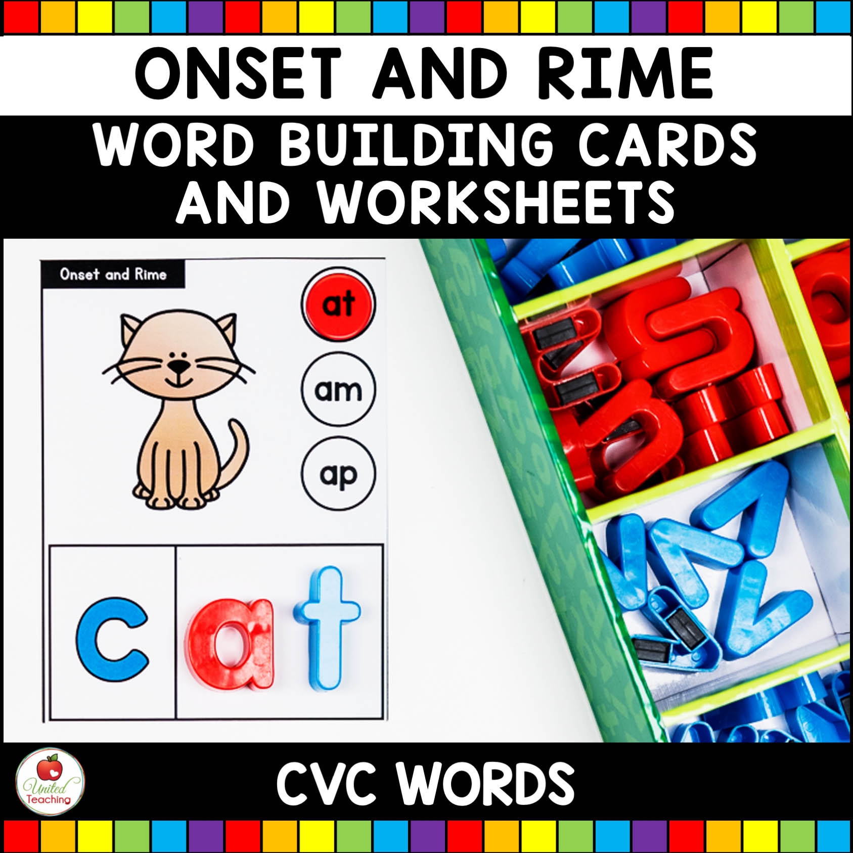 CVC Onset And Rime Task Cards And Worksheets United Teaching