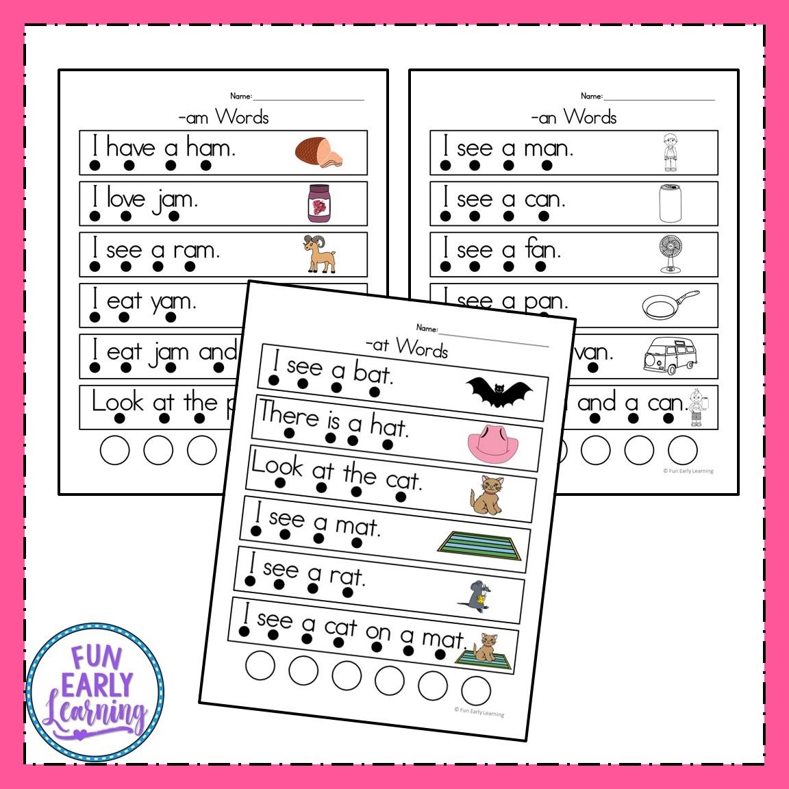 CVC Short A Sentences Beginning Reading And Phonemic Awareness 