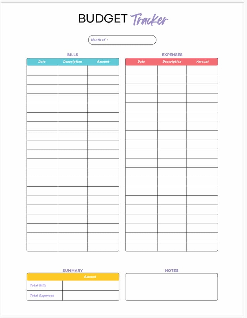 Budget Worksheets Free Printable