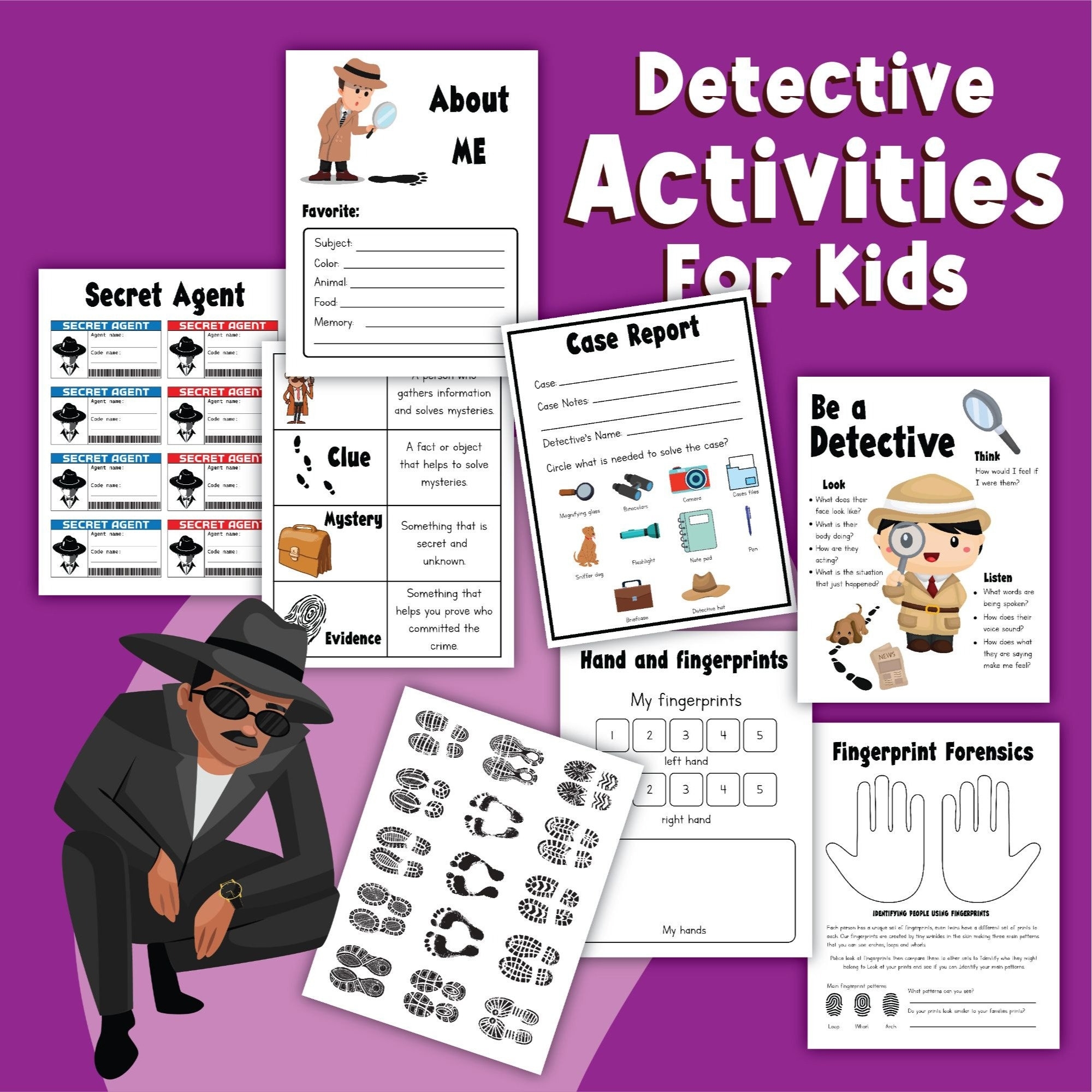 Detective Activities For Kids Worksheets Digital Download 