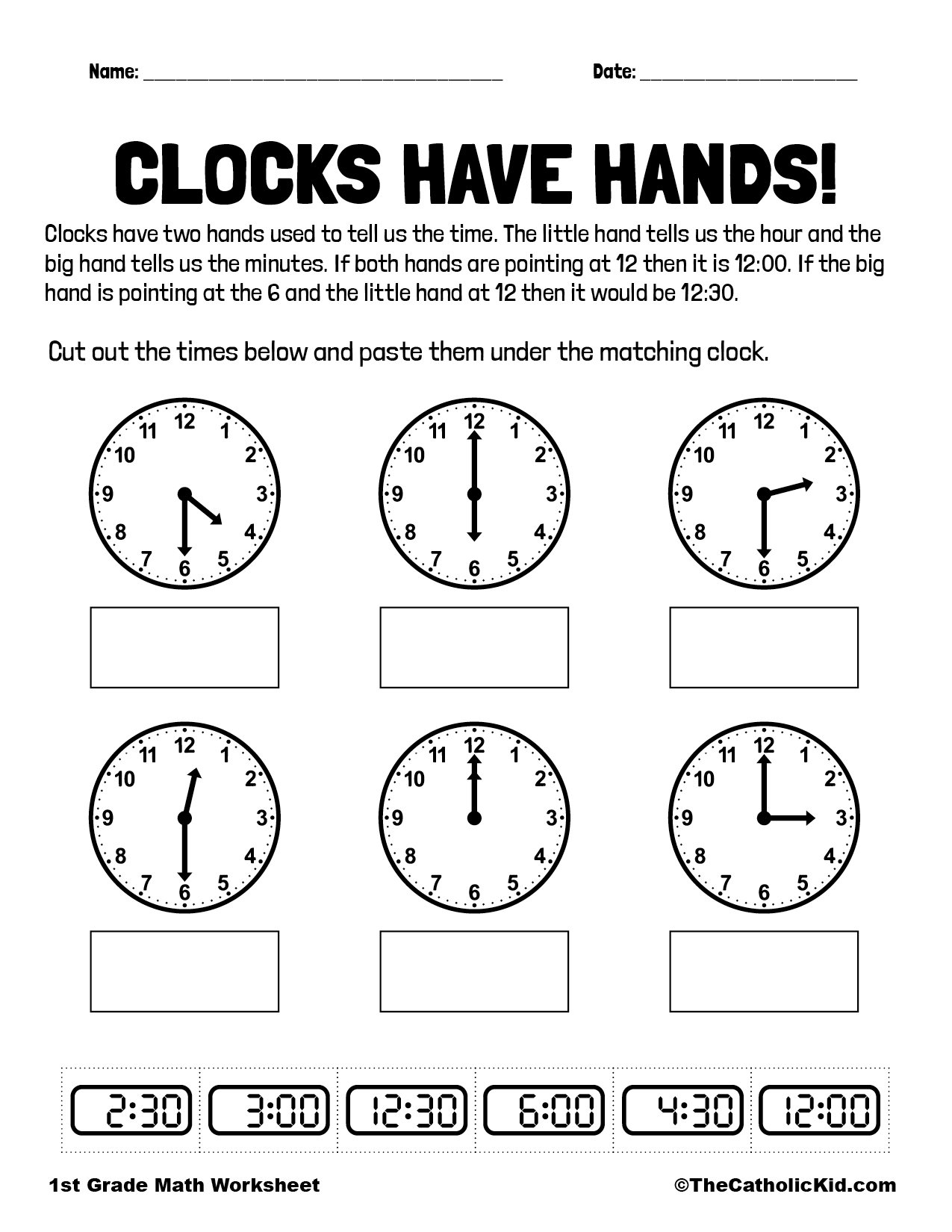 Free Printable Clock Worksheets Grade 1