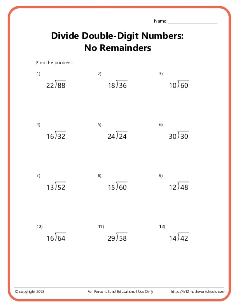 Free Printable Division Worksheets Free Printable Division Worksheets