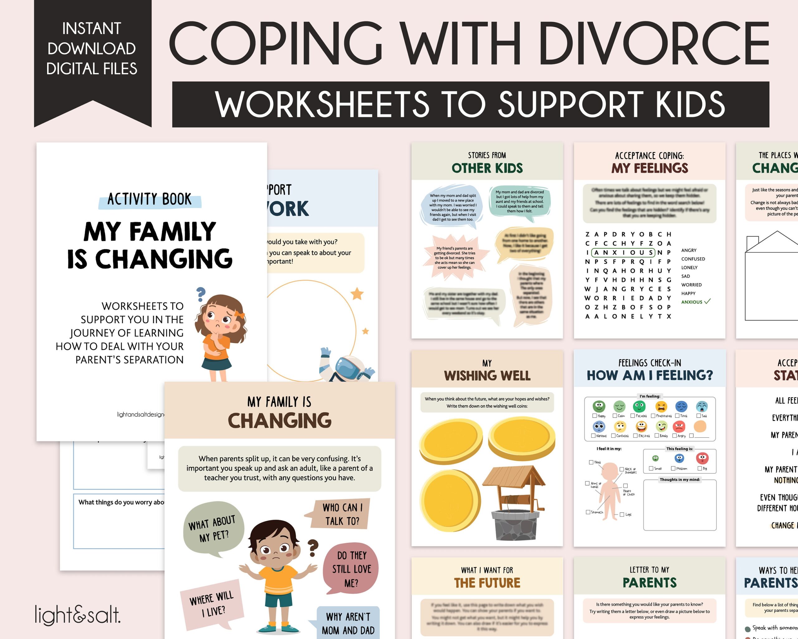 Divorce Worksheets For Kids Separation Journal Therapy 