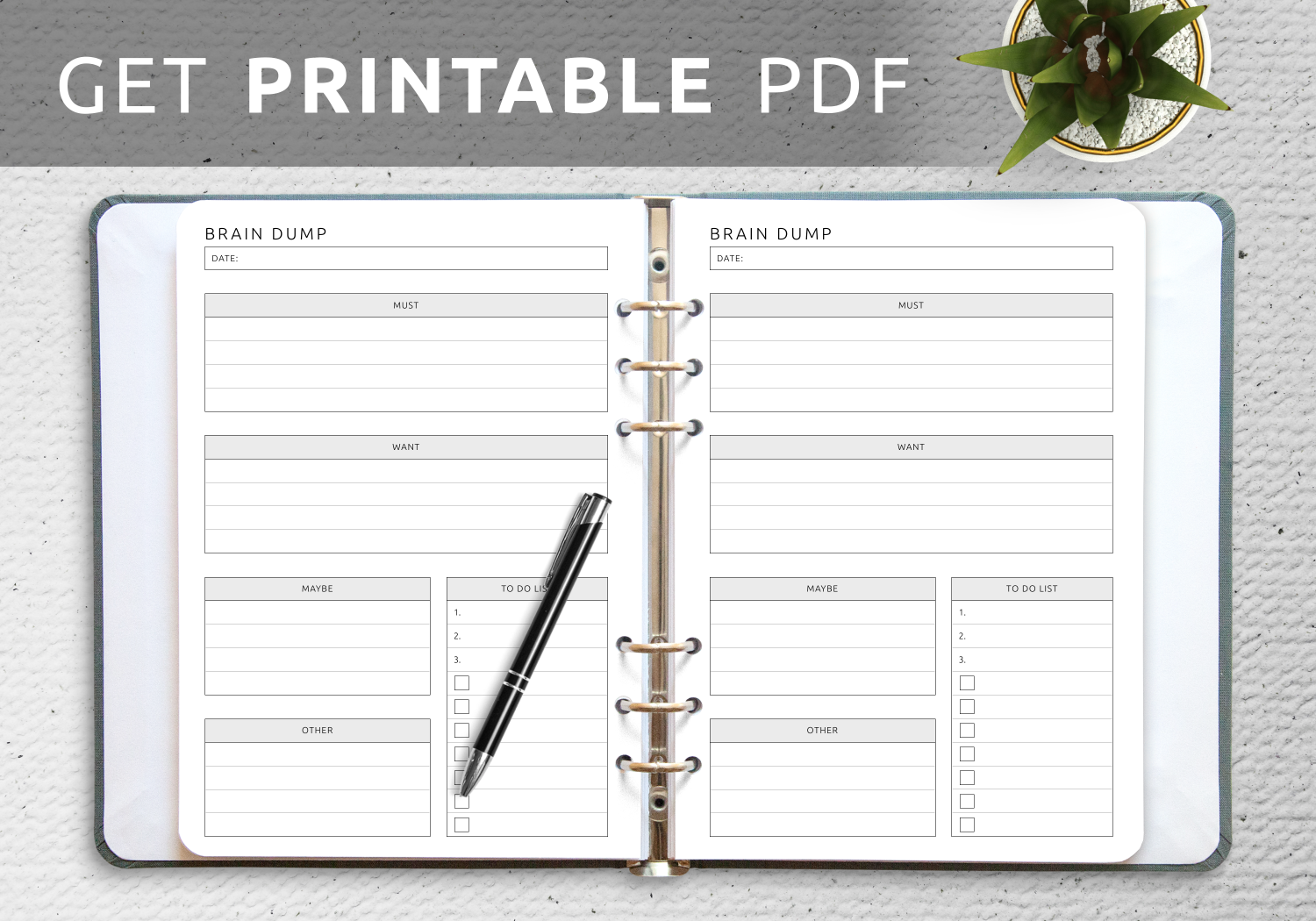 Download Printable Brain Dump Template PDF