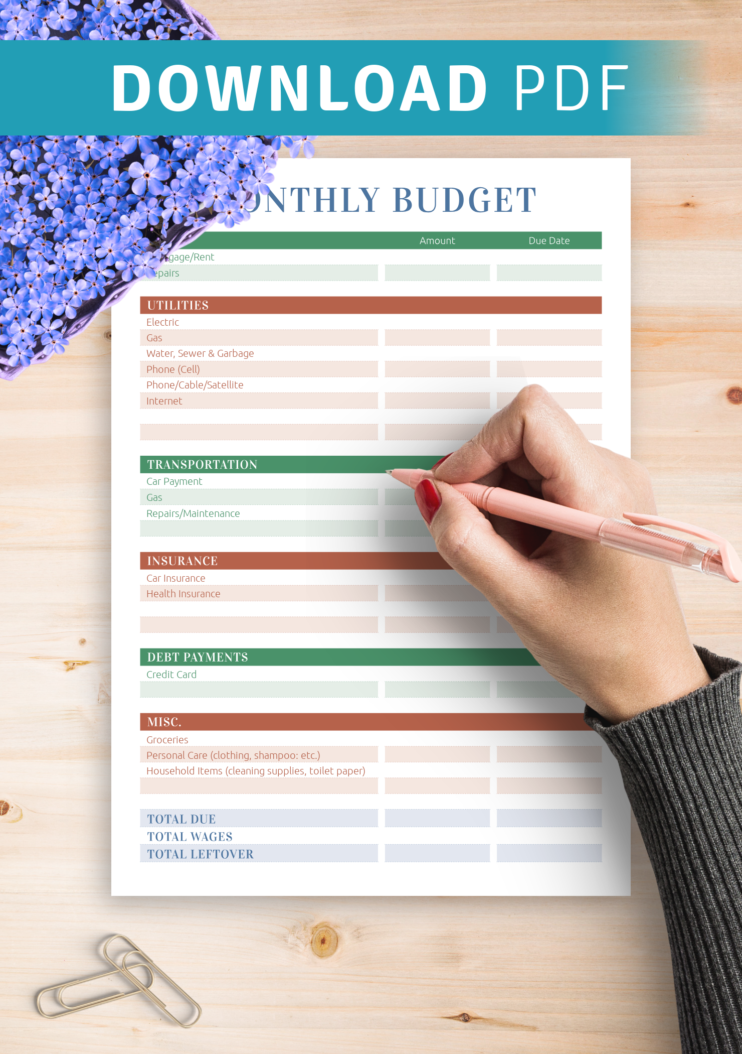 Free Printable Monthly Household Budget Worksheet Free Printable Monthly Household Budget Worksheet