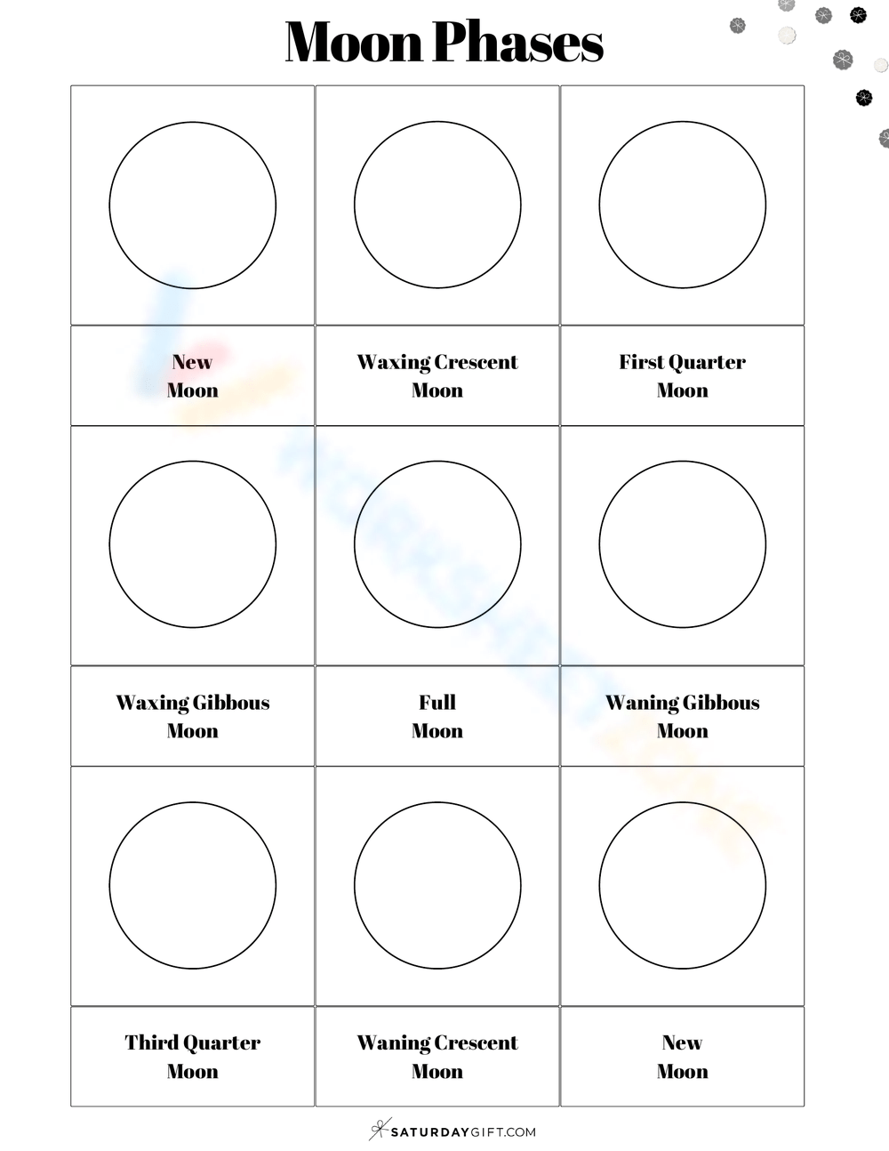 Free Printable Moon Phases Worksheets