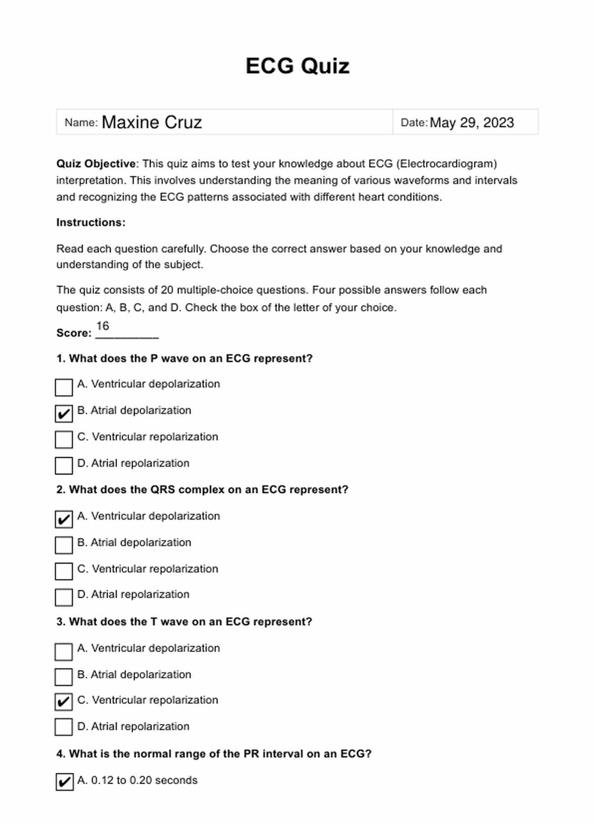 Free Printable Ekg Practice Worksheets
