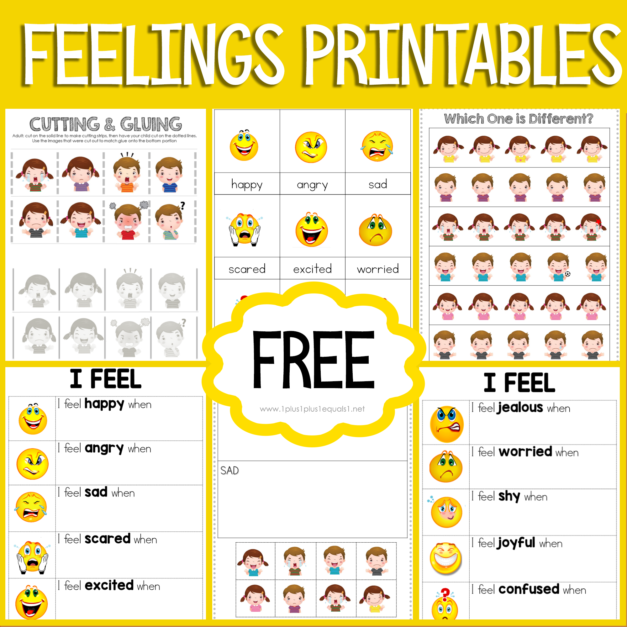 Emotions Learning Printable Emotions Coloring Preschool Worksheets Library