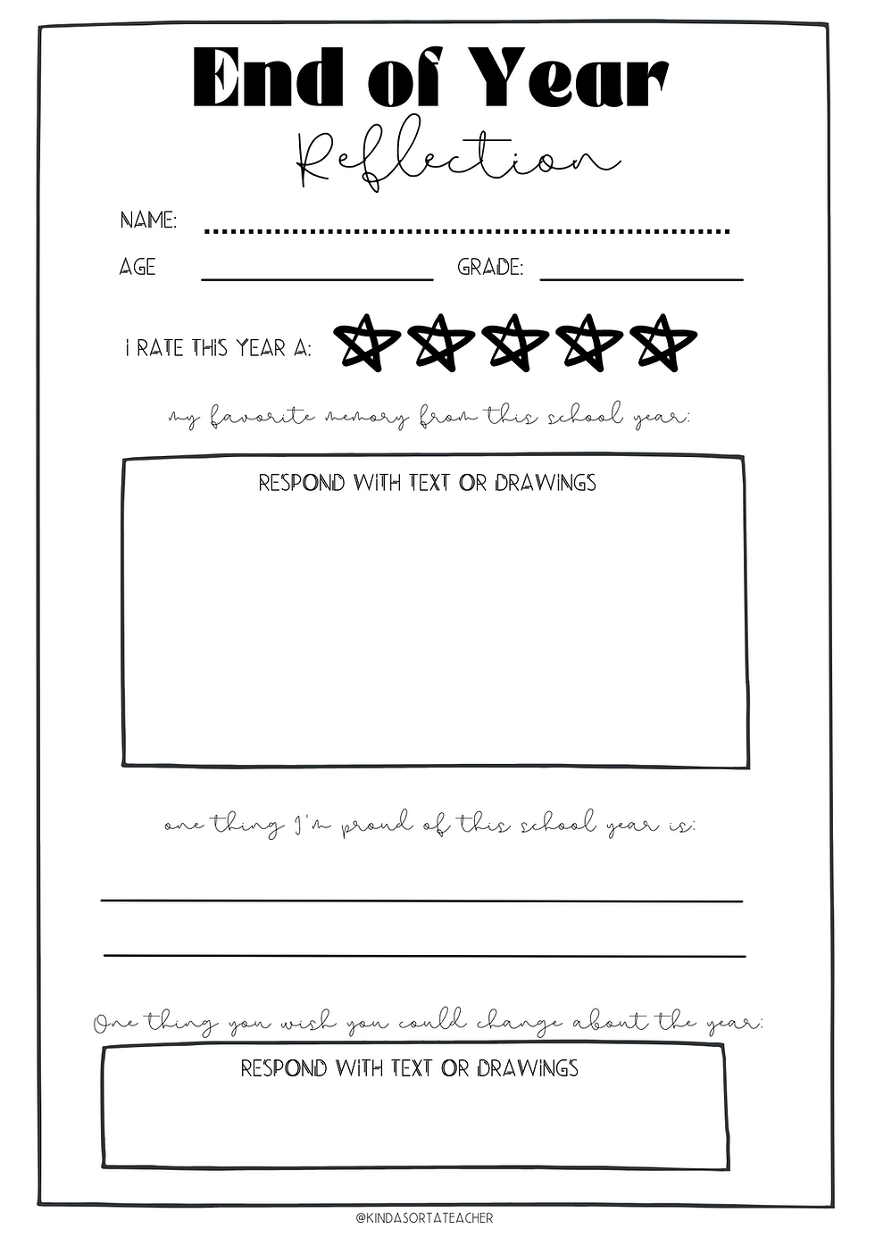 Free Printable End Of Year Worksheets
