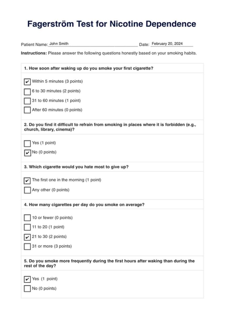 Fagerstr m Test For Nicotine Dependence U0026 Example Free PDF Download