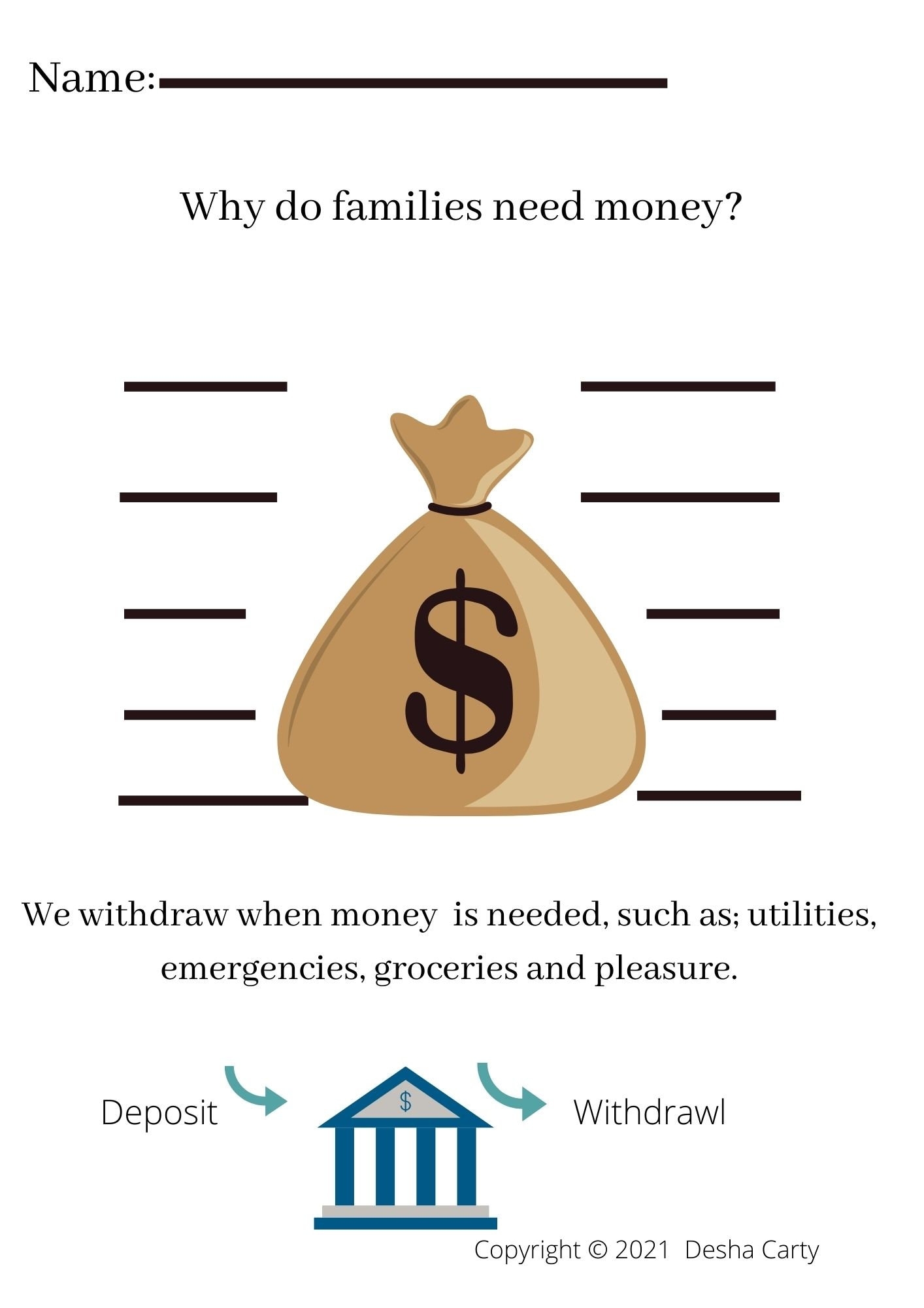 Financial Literacy Worksheets For Kids Etsy