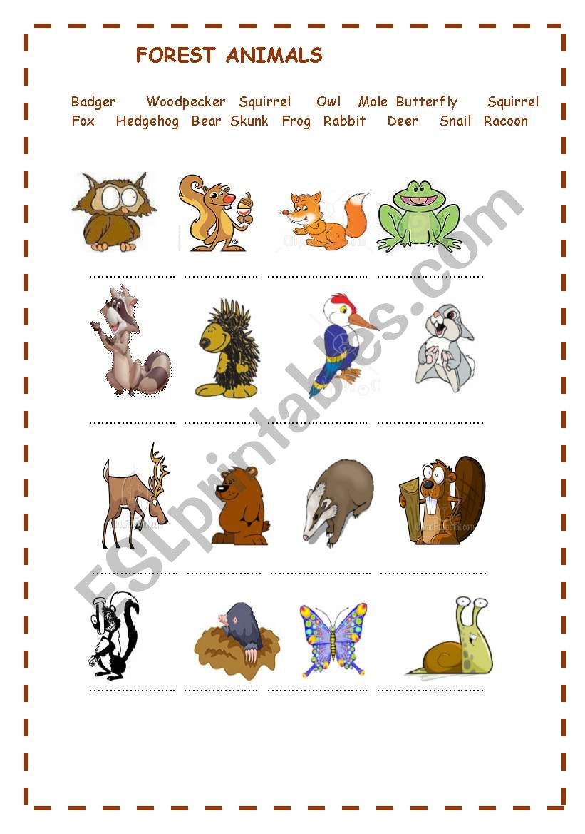 Forest Animals Line Worksheet Free Printable Creative Kitchen Worksheets Library