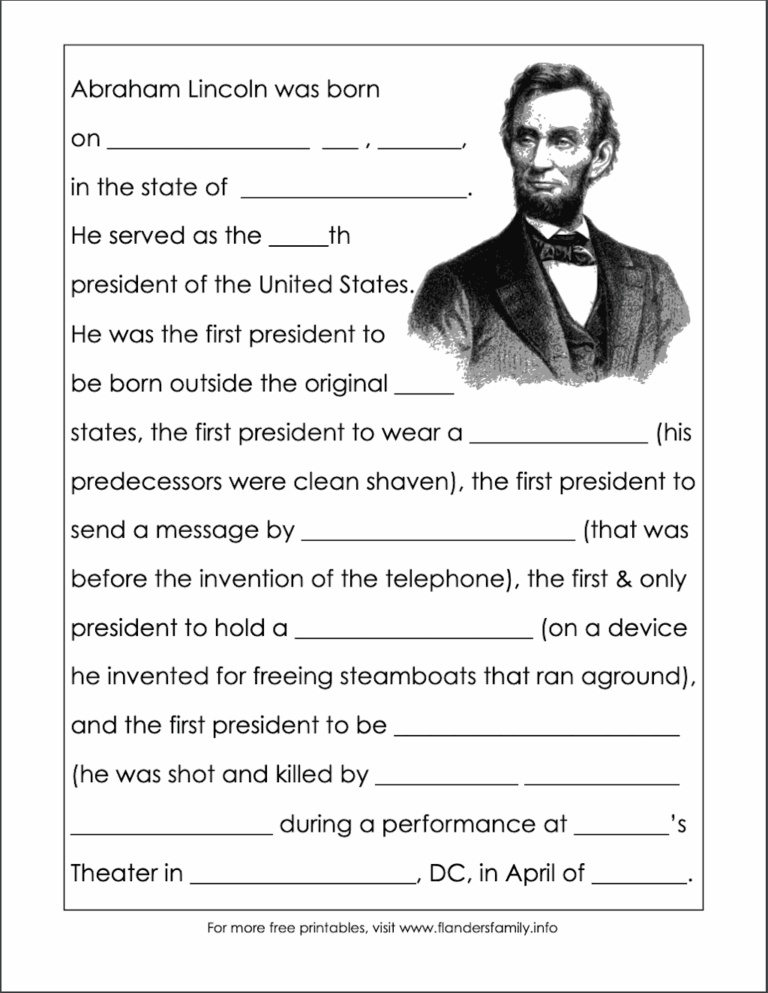 Free Abraham Lincoln Worksheet Download Free Abraham Lincoln Worksheet Png Images Free Worksheets On Clipart Library