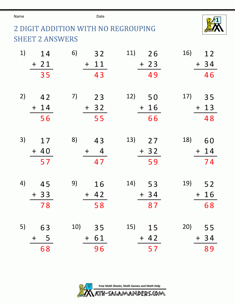 Free Addition Worksheet Double Digit Without Download Free Addition Worksheet Double Digit Without Png Images Free Worksheets On Clipart Library