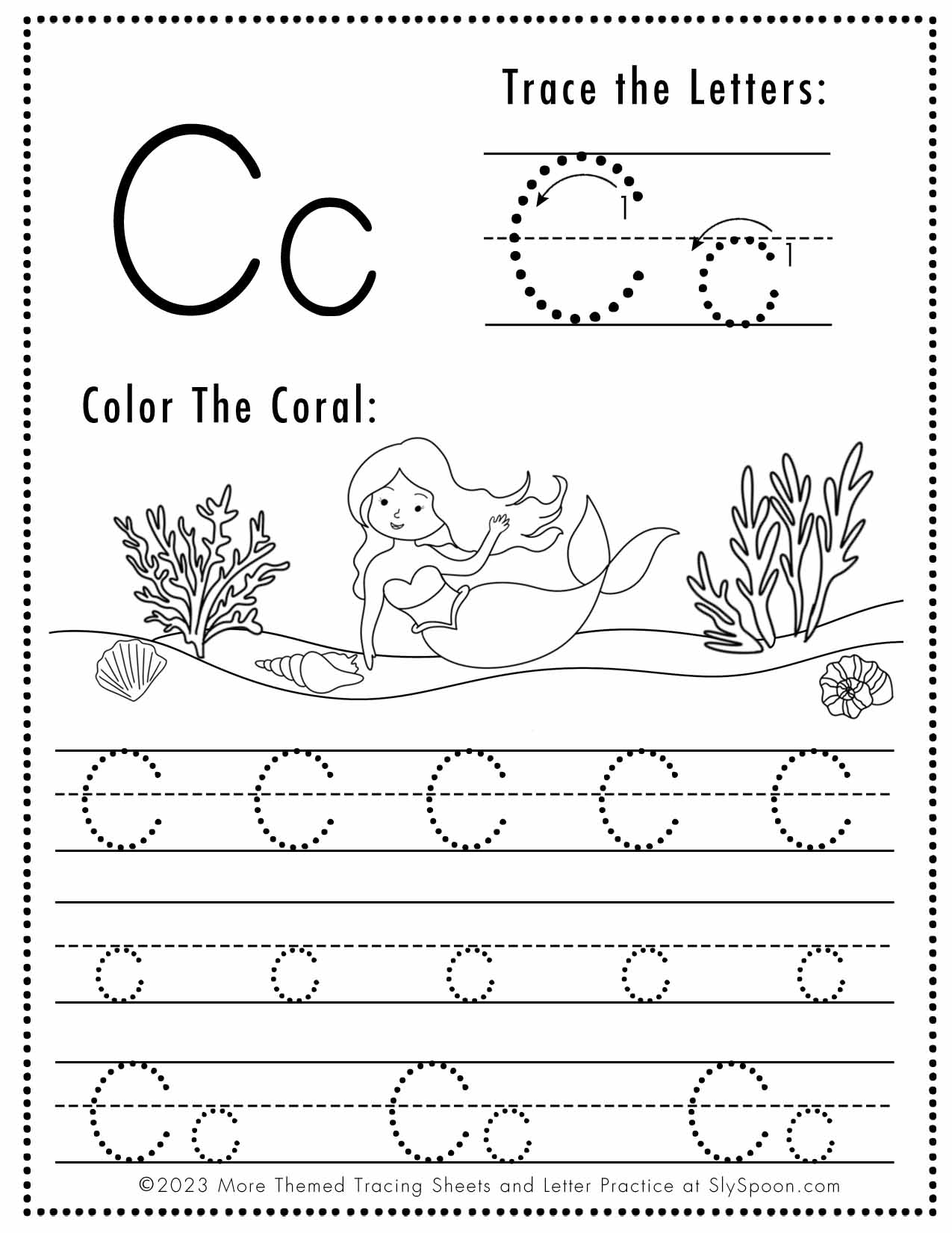 Free Alphabet Do A Dot Printables Worksheets Letter C Mermaid Themed Sly Spoon