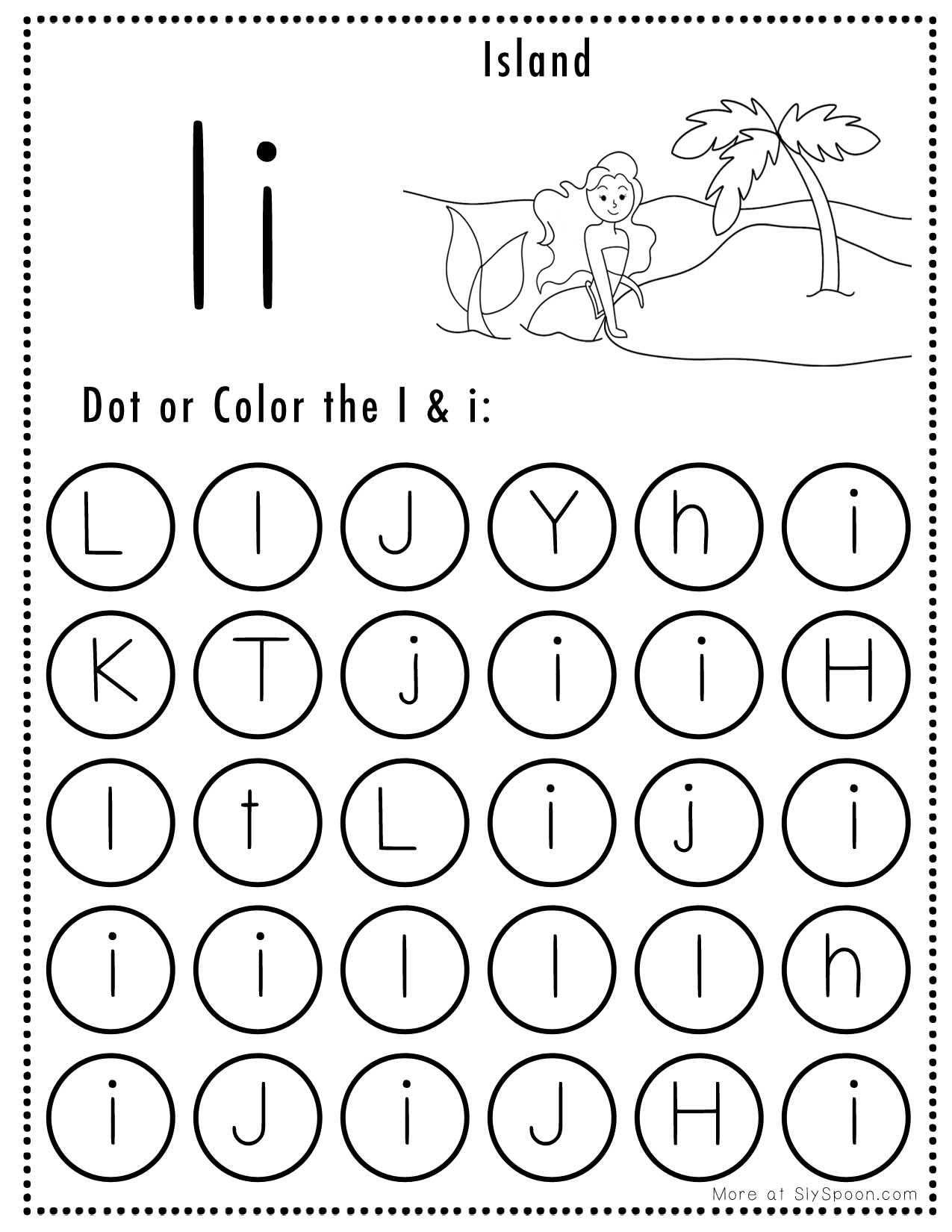 Free Alphabet Do A Dot Printables Worksheets Letter I Mermaid 
