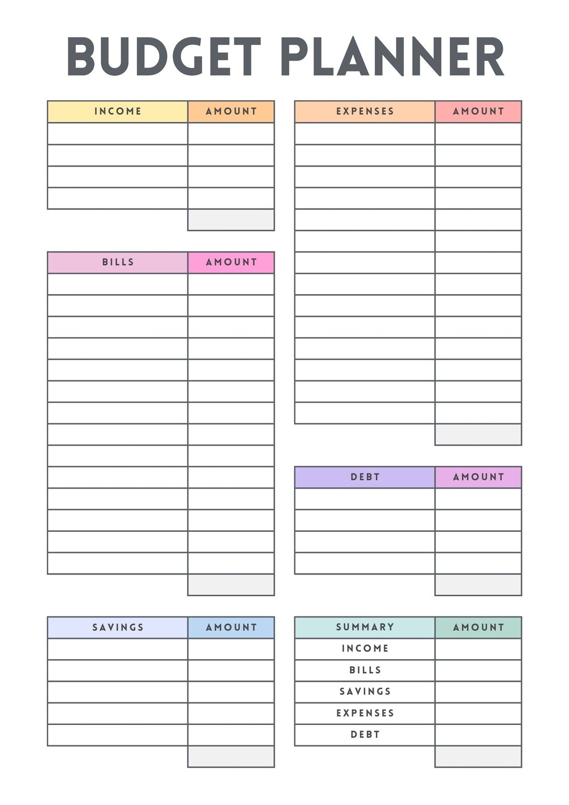 Free Budget Worksheets Printable