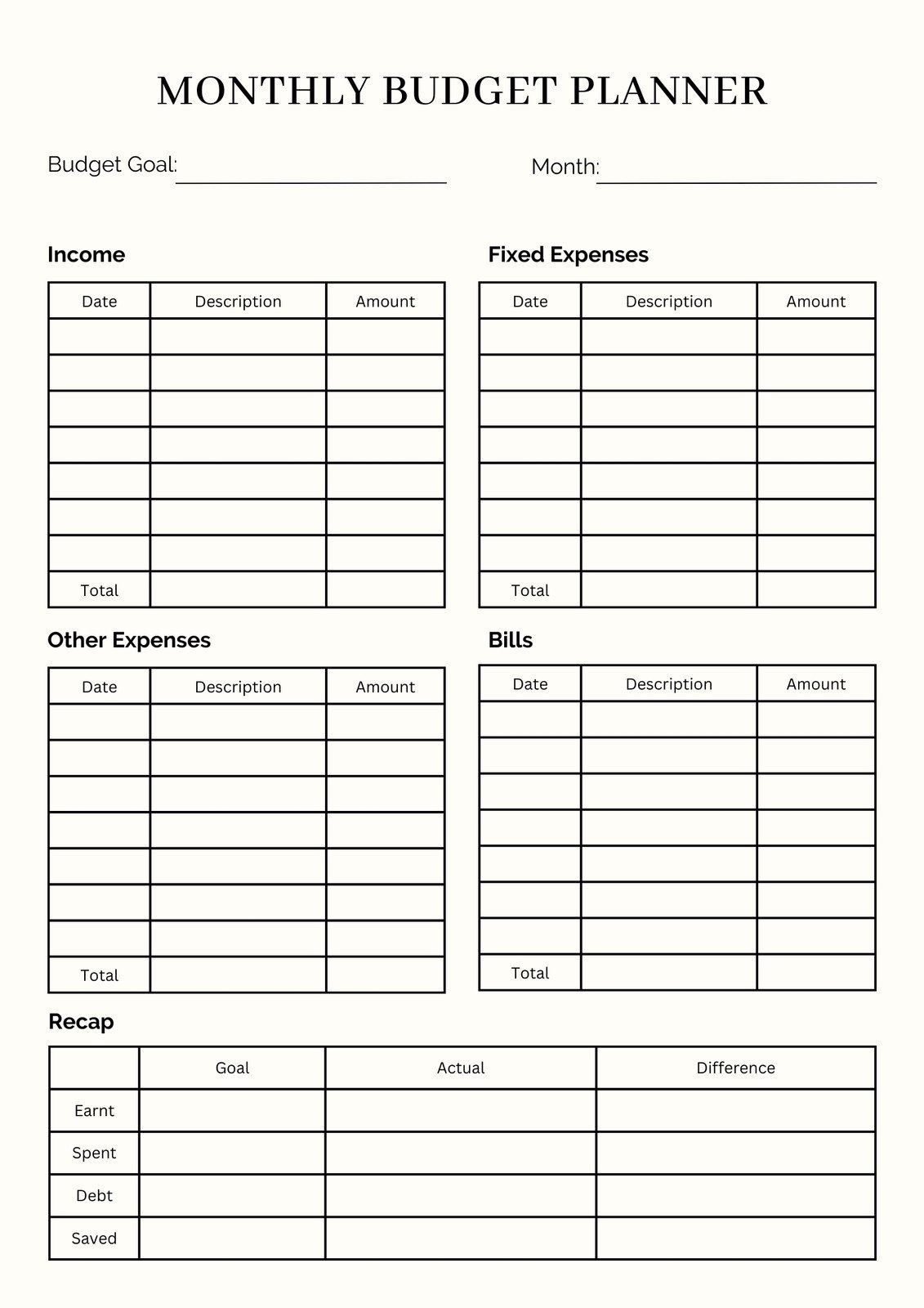 Printable Free Budget Worksheet Printable Free Budget Worksheet