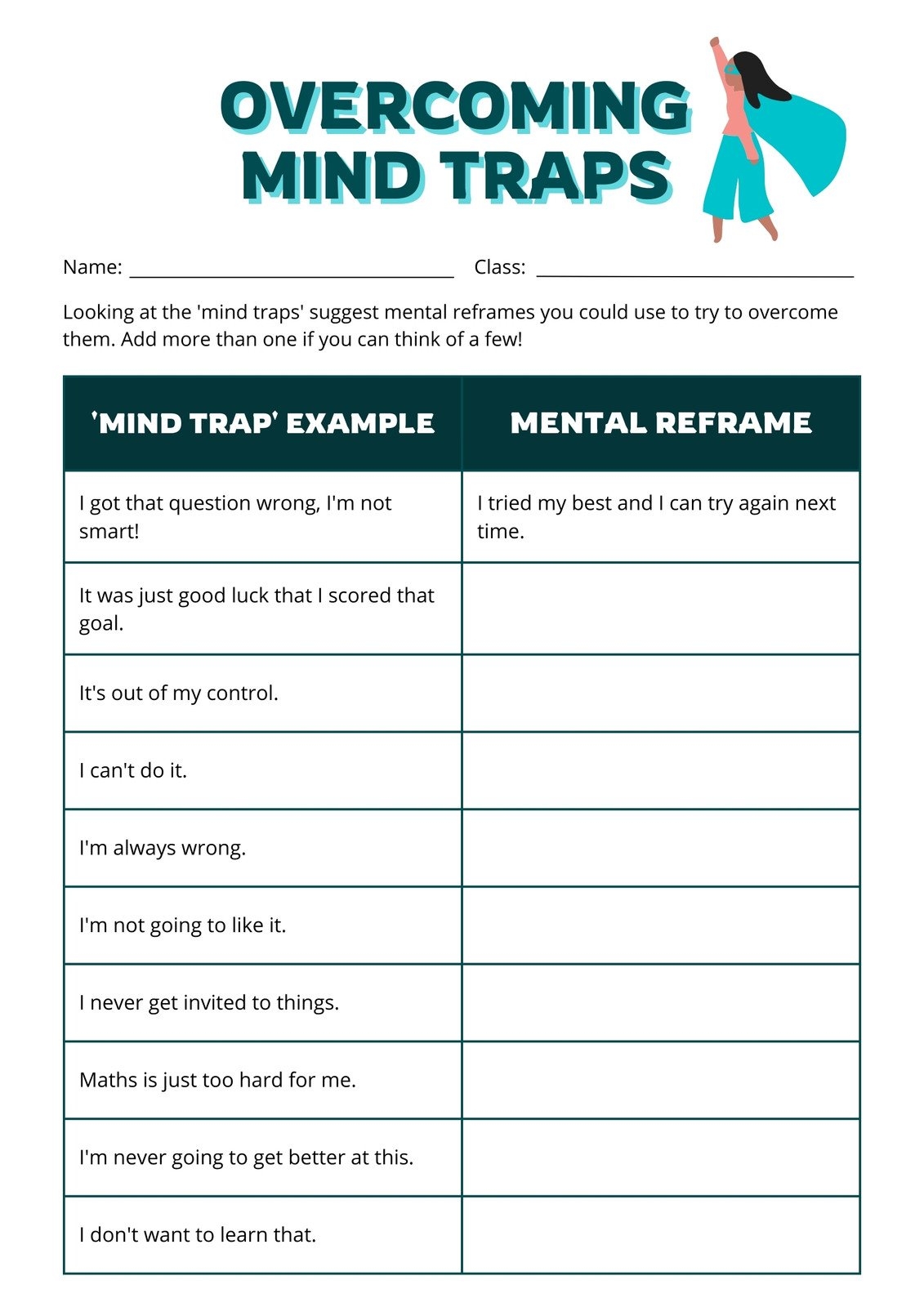 Free Printable Mental Health Activities Worksheets