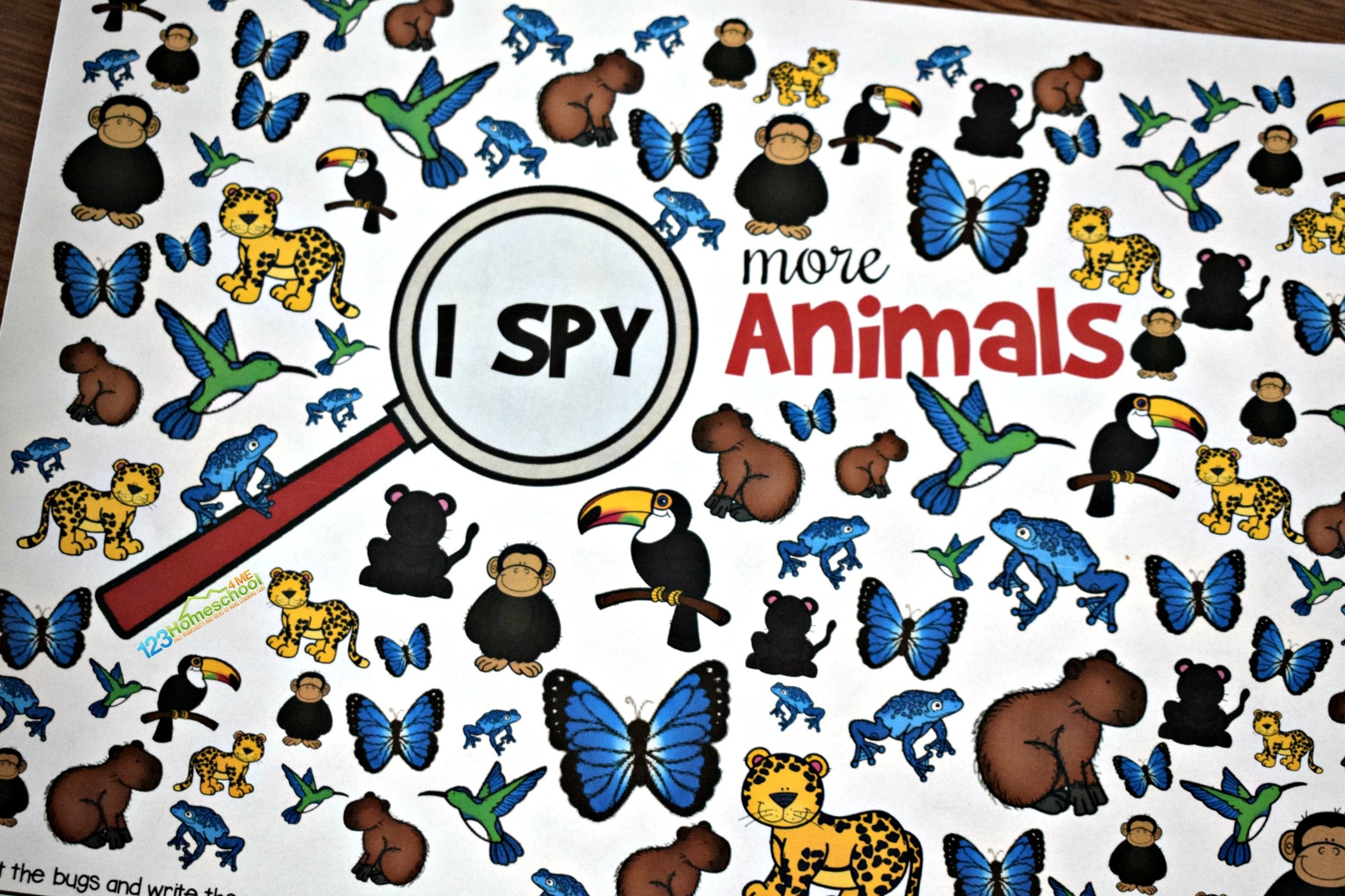 FREE Animal I Spy Printables Worksheets For Kids Pdf