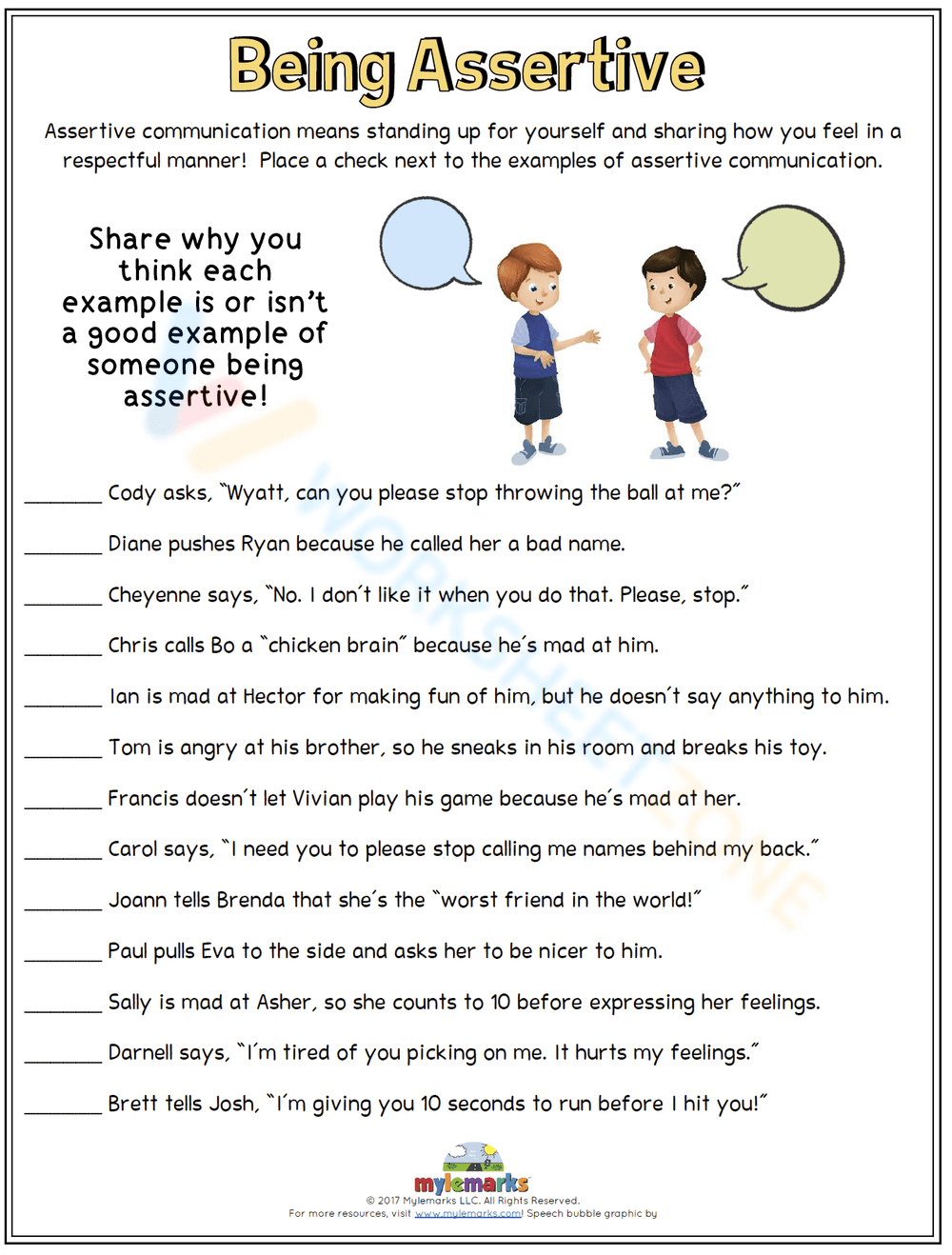 Free Assertive Communication Worksheet Download Free Assertive 