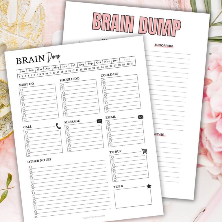 Free Brain Dump Template To Get Yourself Organized