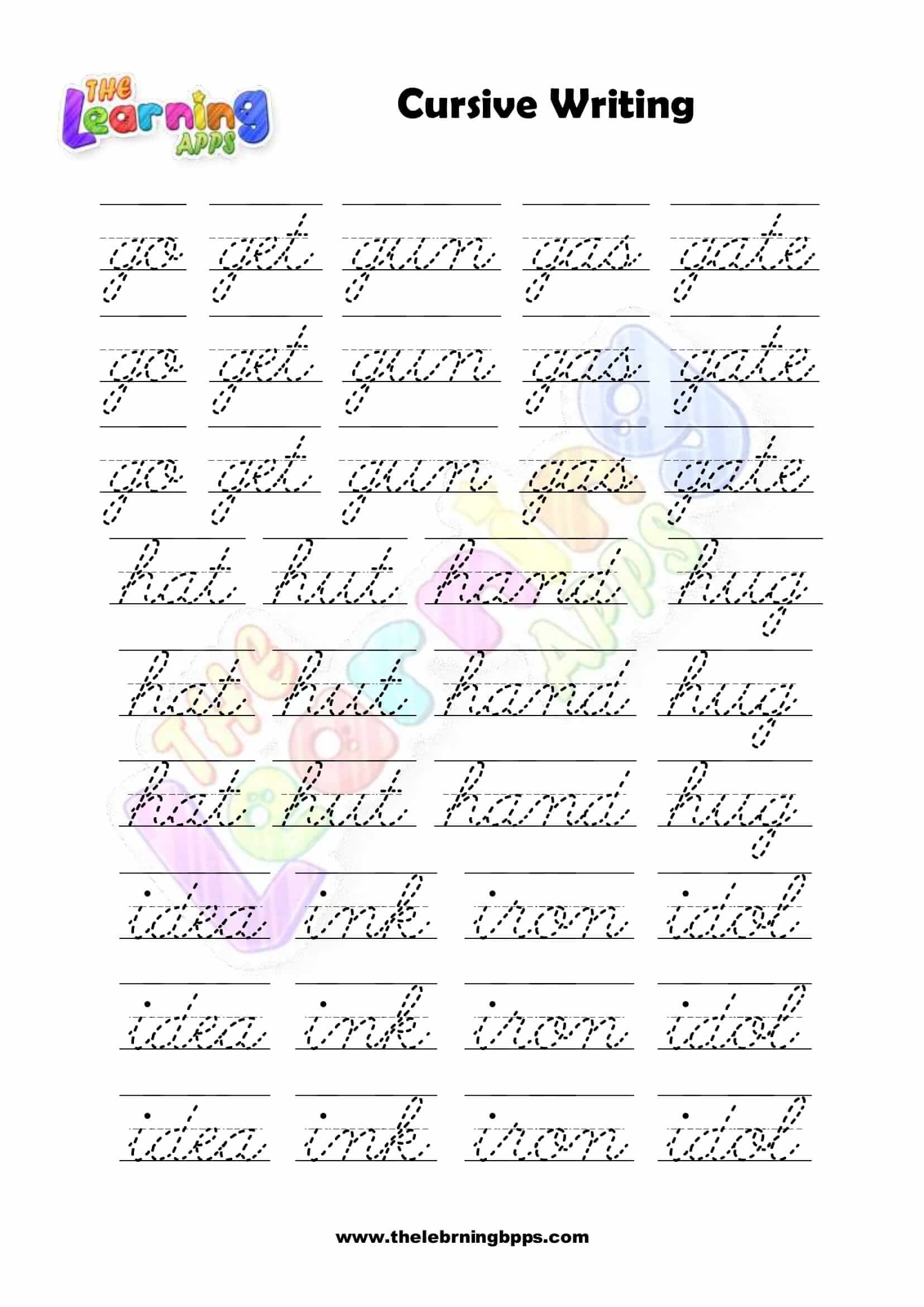 Printable Free Cursive Writing Worksheets