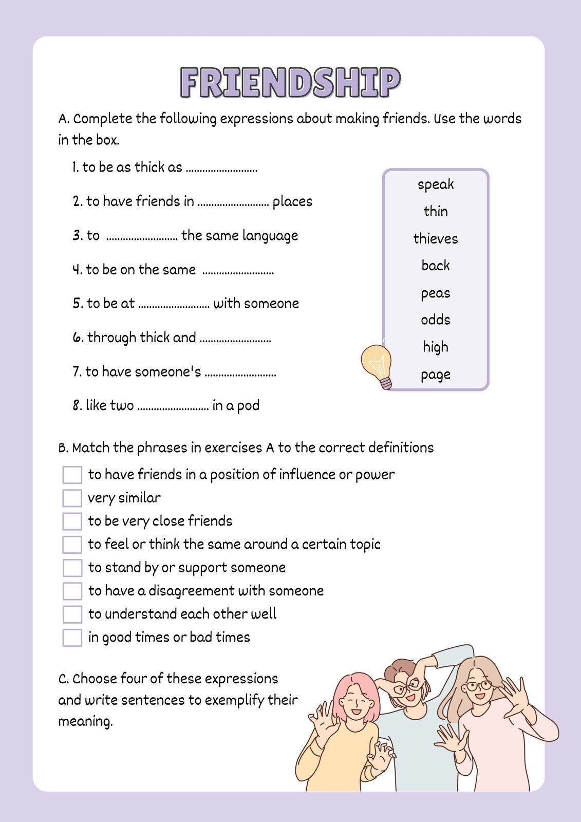 Friendship Worksheets Free Printable