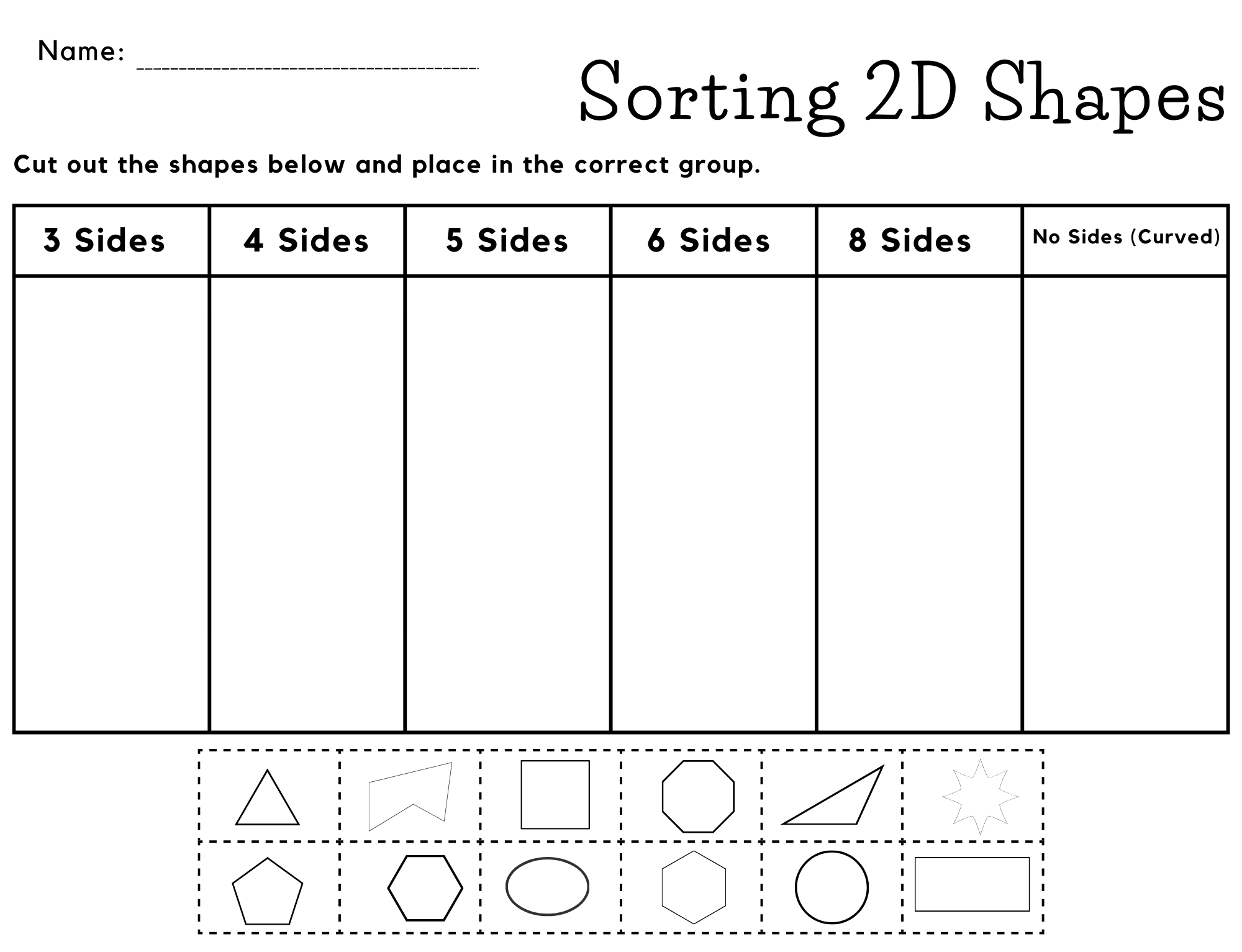 Free Cutting Shapes Worksheet