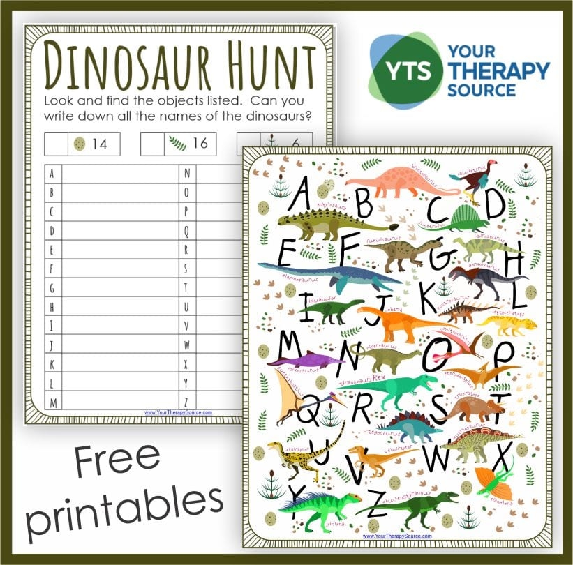 Free Dinosaur Printables To Practice Visual Motor And Handwriting Skills Your Therapy Source