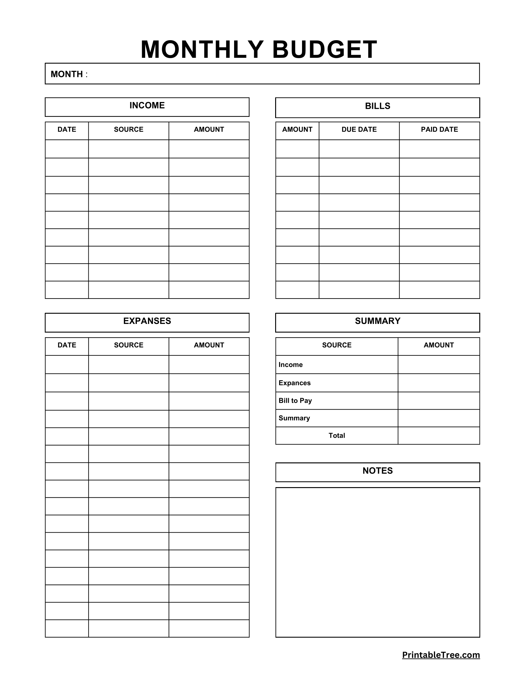Free Printable Home Budget Worksheet