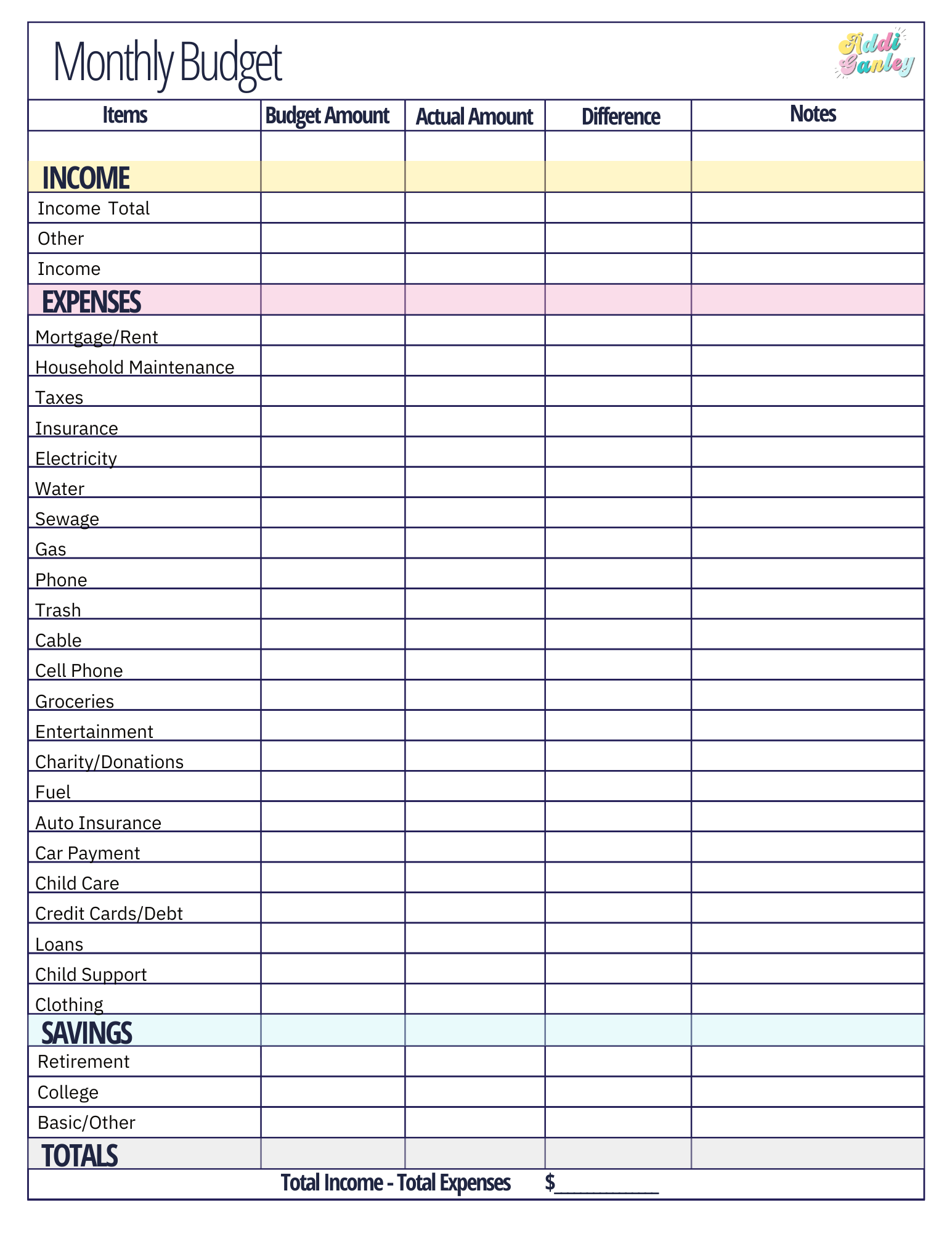 Free Family Budget Printable A Spectacled Owl Worksheets Library