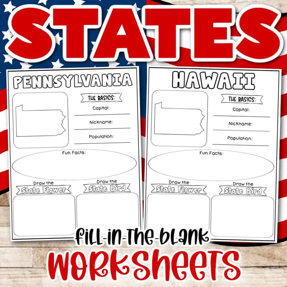 Free Fill In The Blank PDF 50 States Worksheets