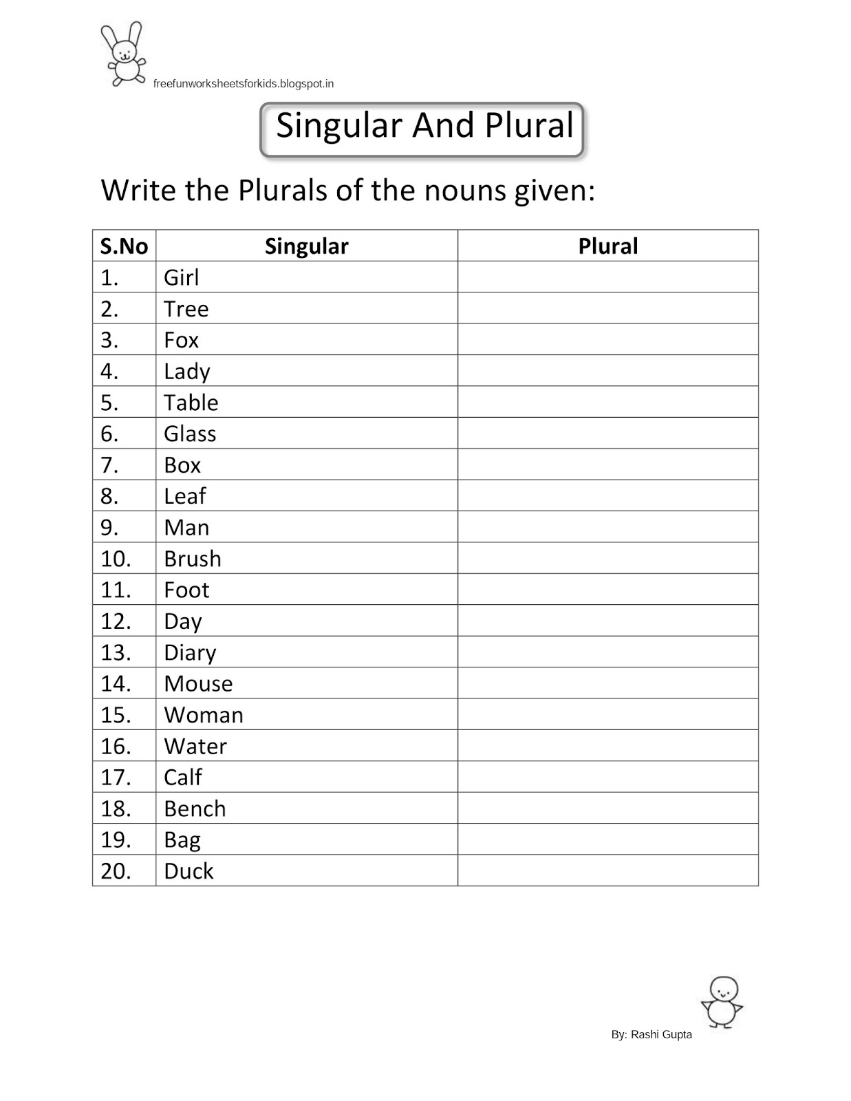 Free Fun Worksheets For Kids Free Printable Fun English Worksheets For Class III Singular Plural Free Fun Worksheets For Kids Free Printable Fun English Worksheets For Class III Singular Plural
