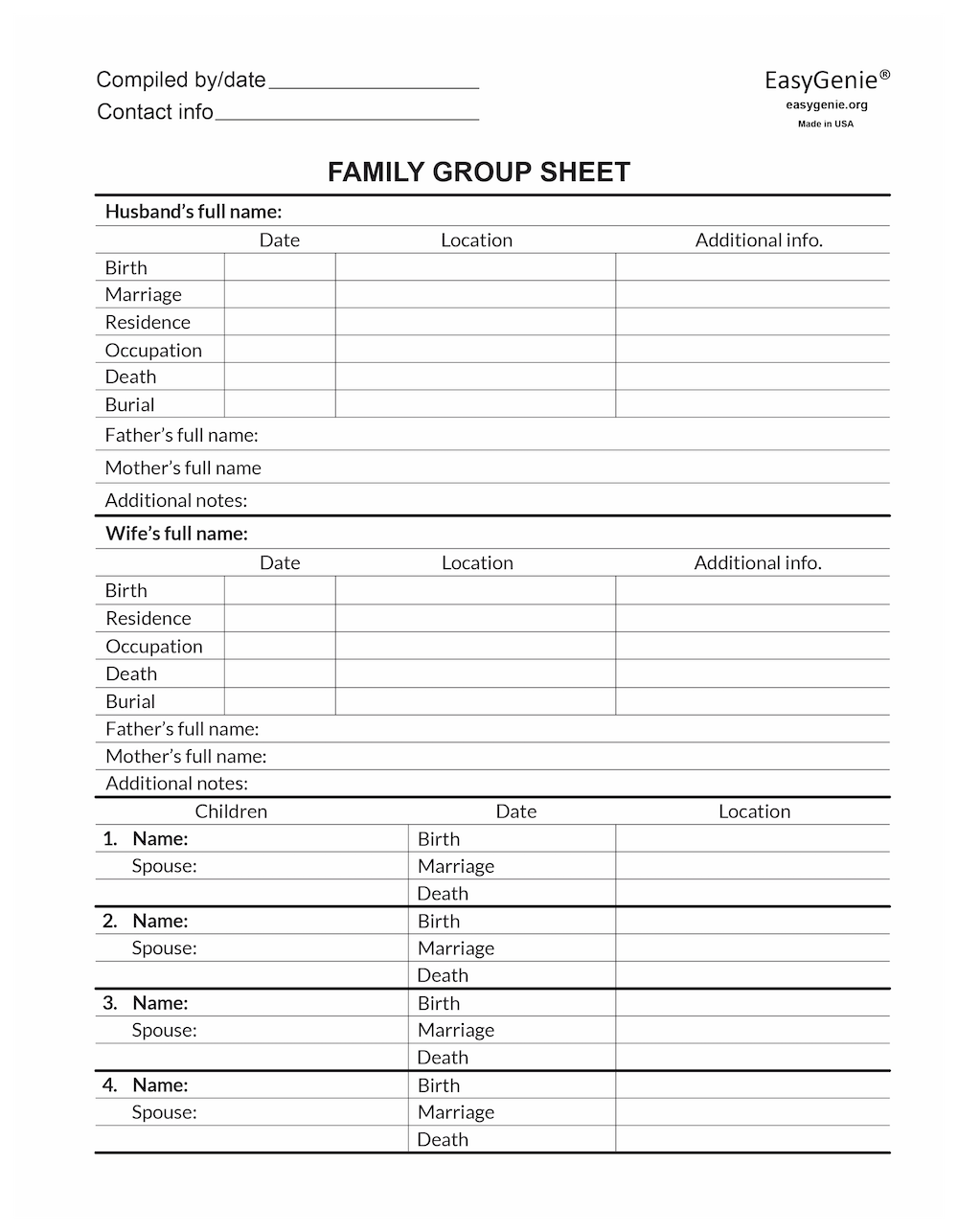 Free Genealogy Forms 10 Essentials Worksheets Library