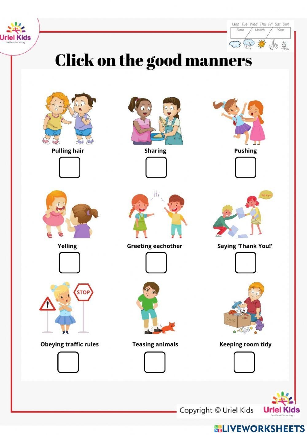 Free Good Manners Worksheets Lessons U0026 Printables Worksheets 