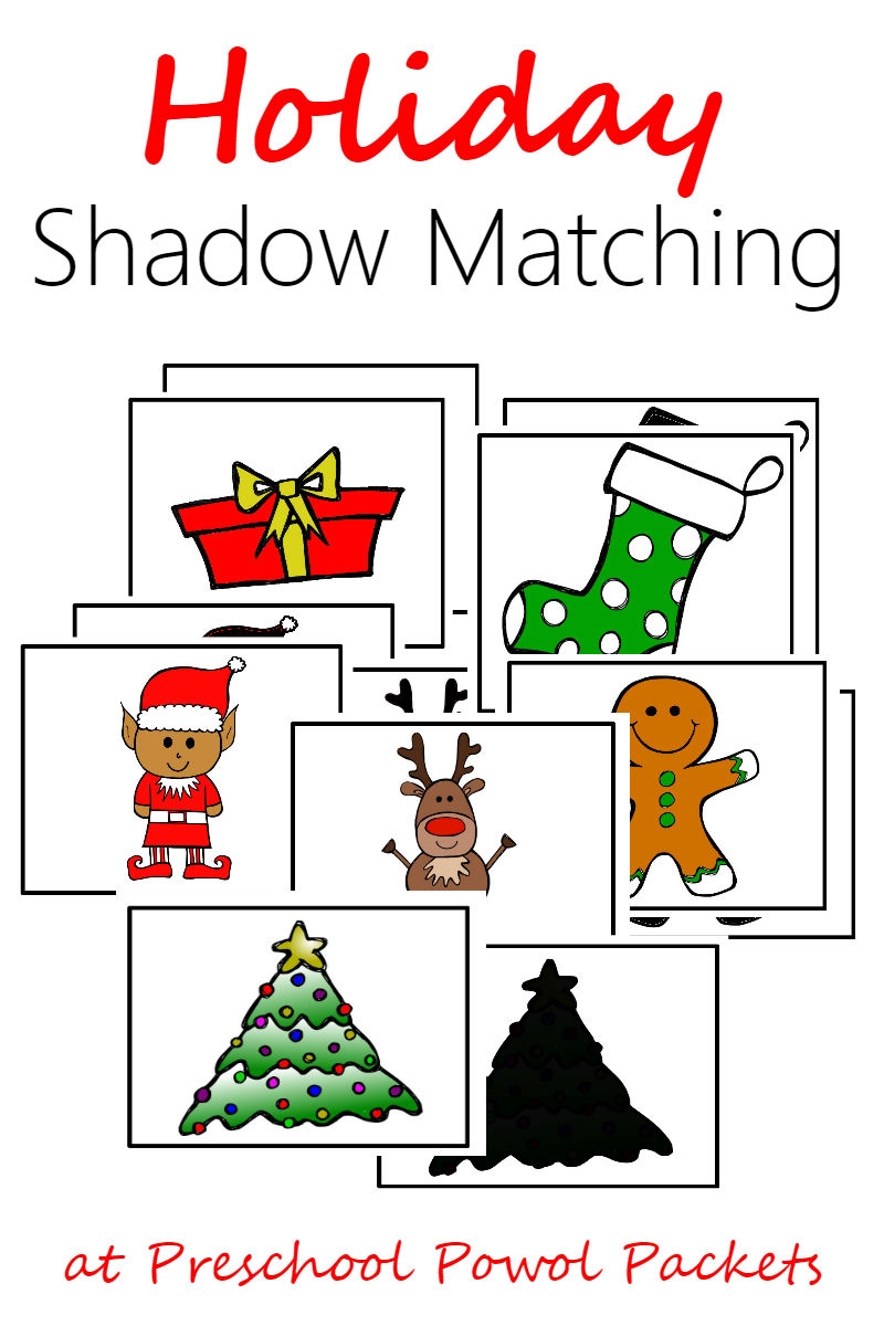 FREE Holiday Shadow Matching Preschool Printable