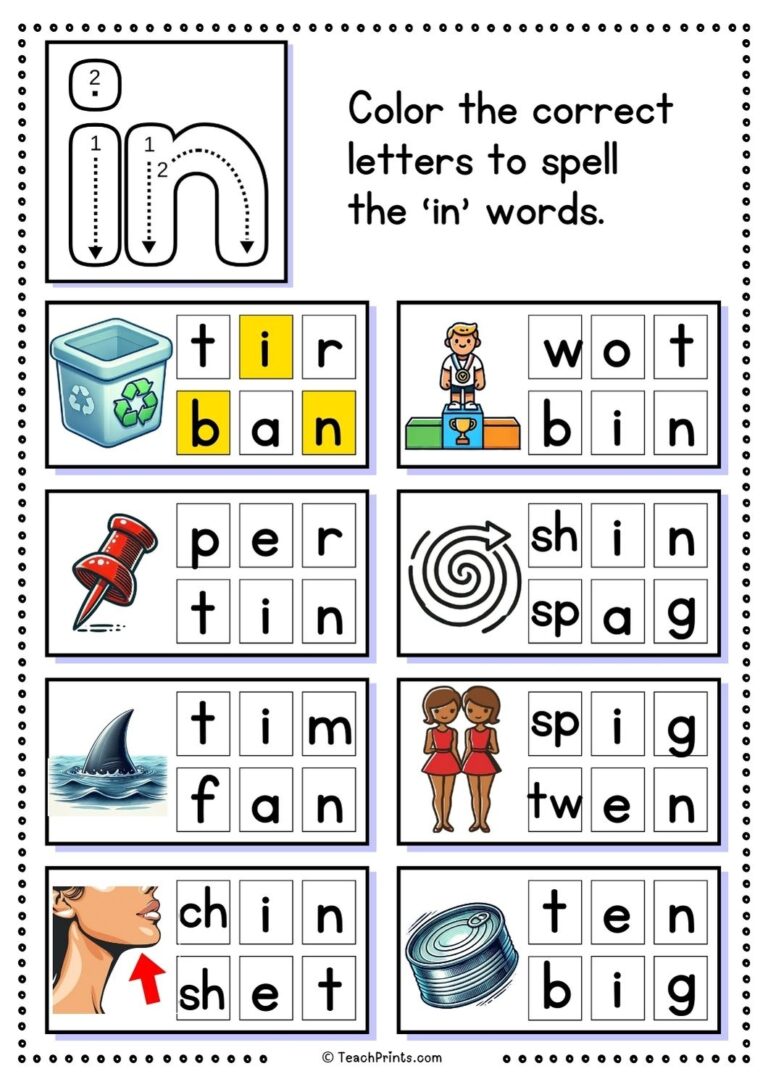 Free in Word Family Worksheets Teach Prints