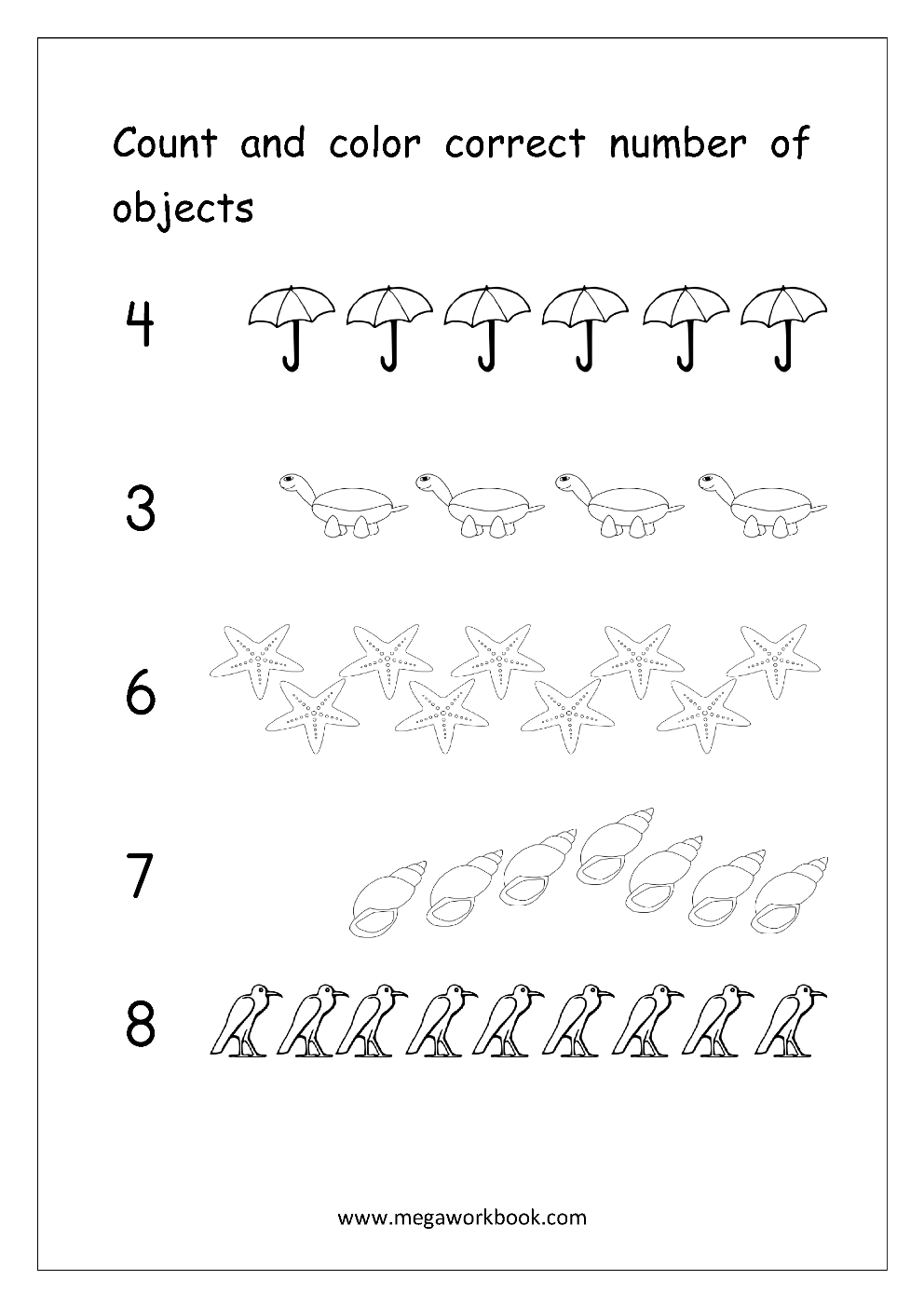 Free Kindergarten Number Counting Worksheets Sea Life Made By Worksheets Library